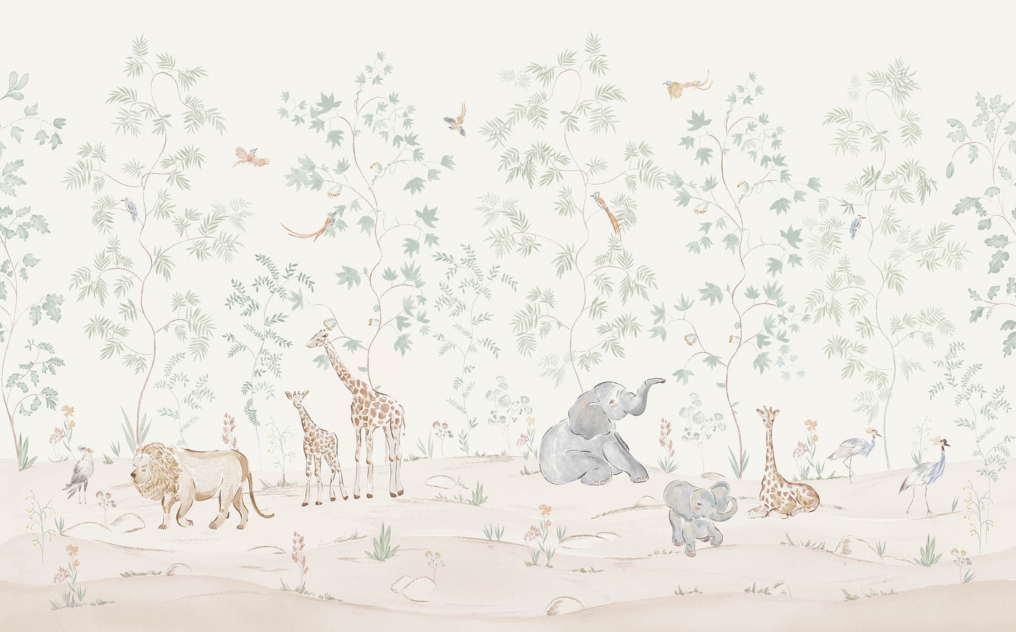 Safari Friends Wall Mural Sample