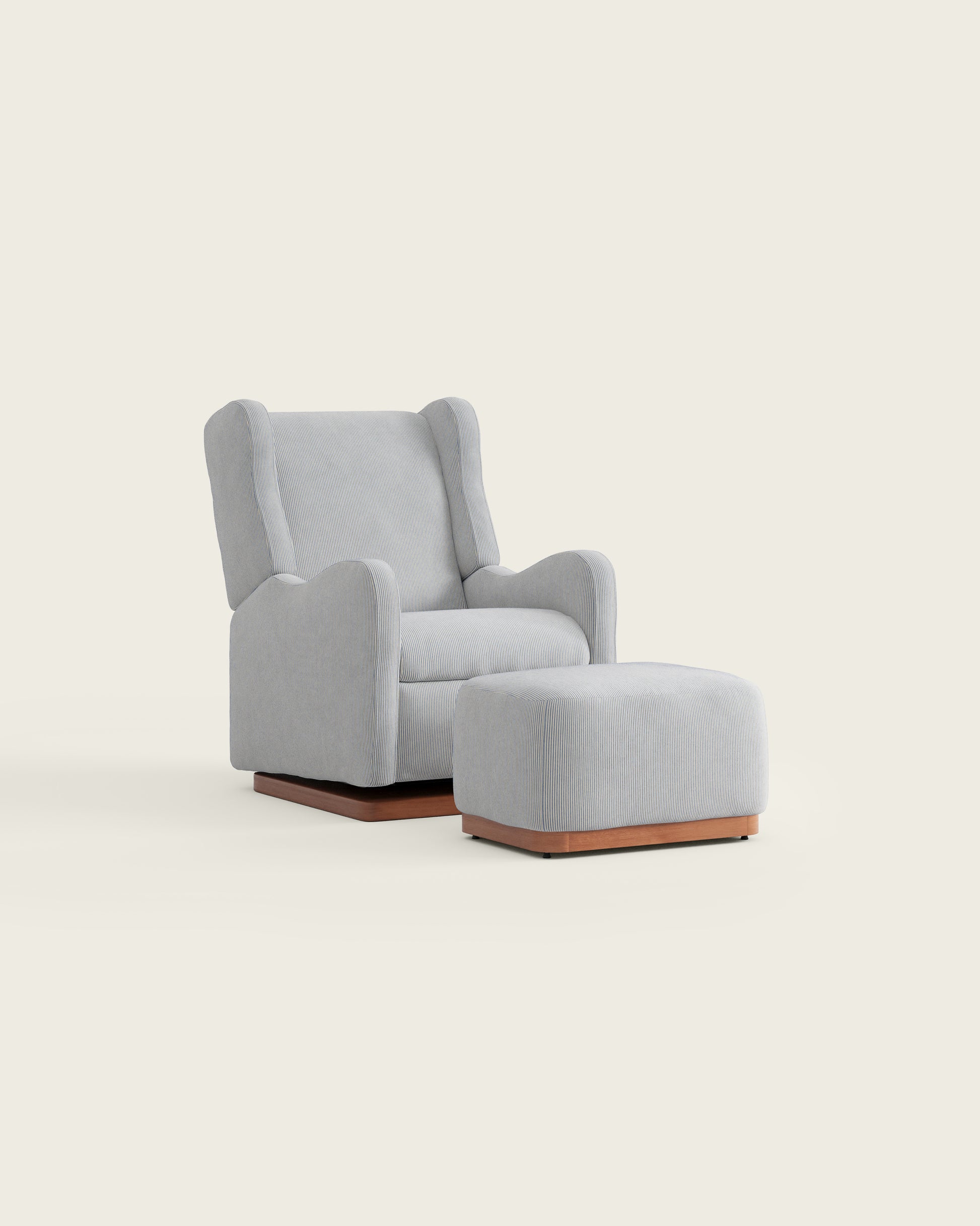 Bluebell Ticking Stripe / Wood Base