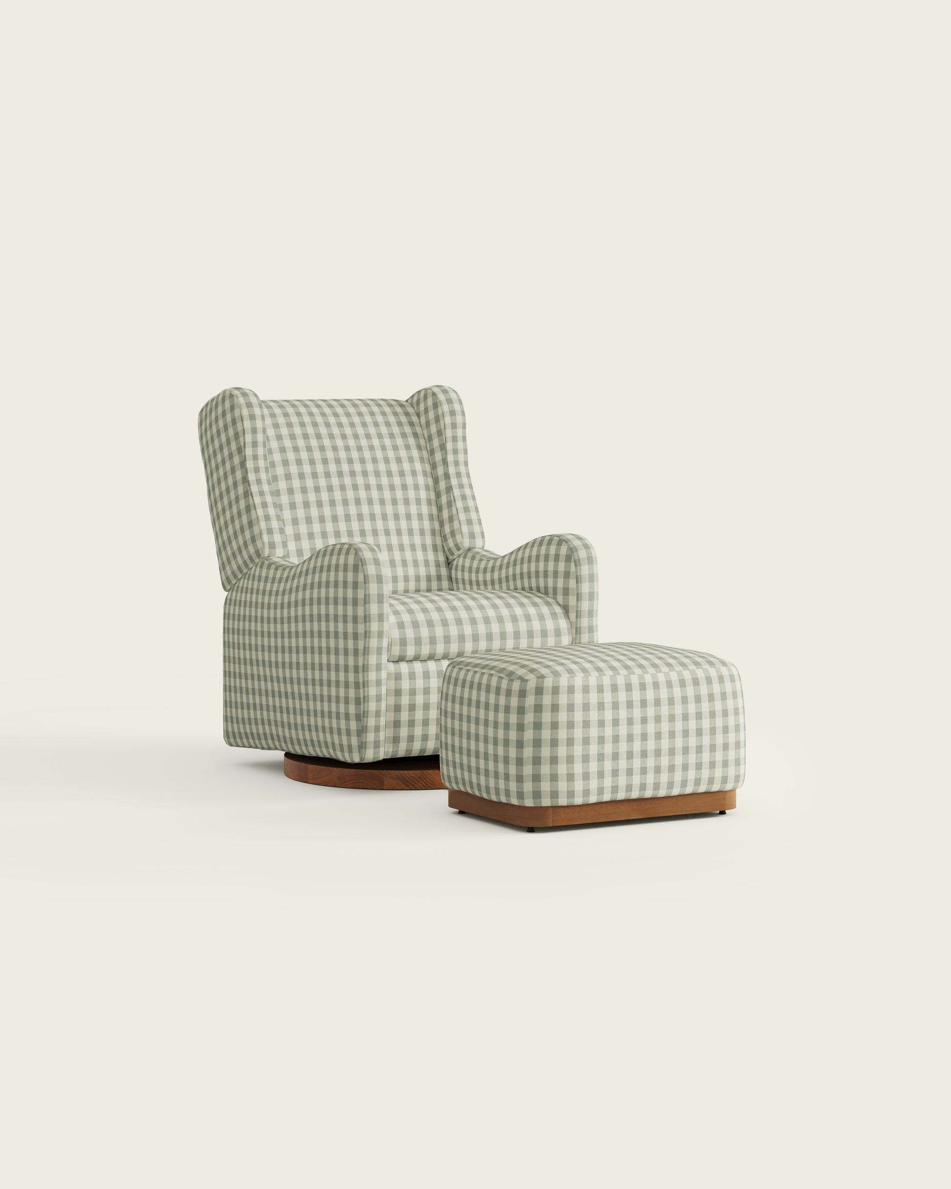 Celadon Gingham / Wood Base