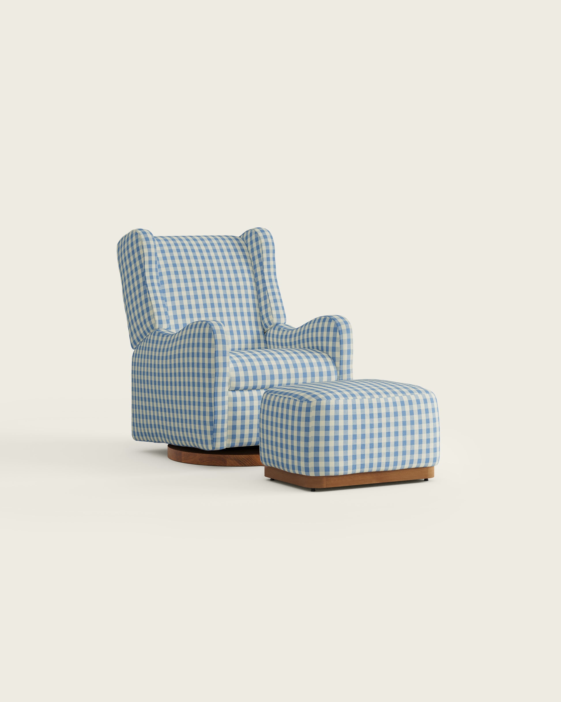 Bluebell Gingham / Wood Base