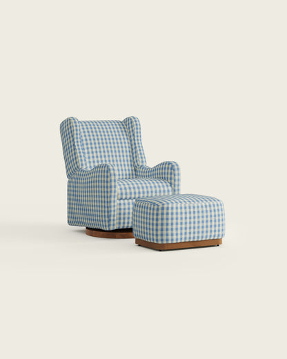 Bluebell Gingham / Wood Base