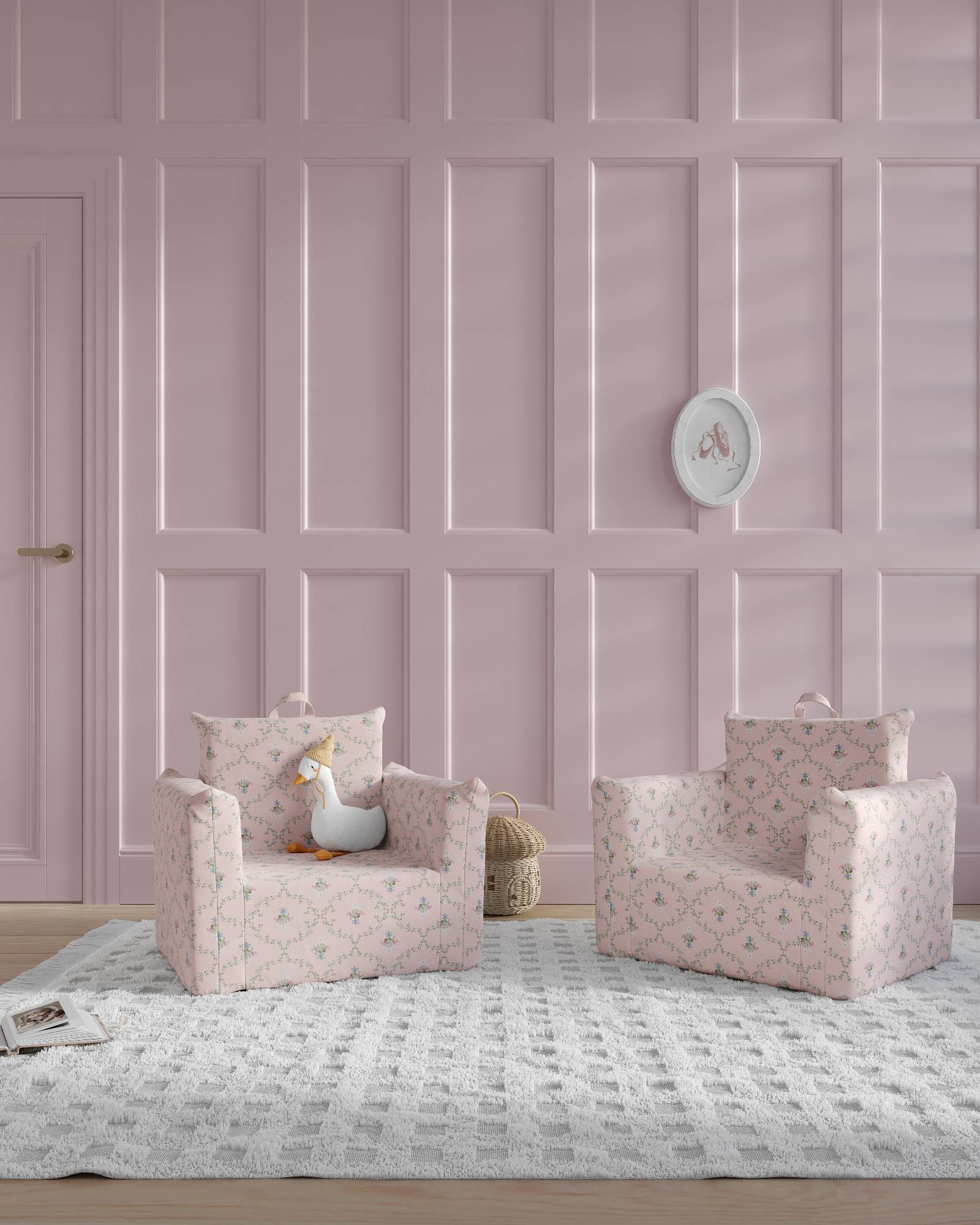 The Hug Mini Chair in Pink Trellis | Nestig x Hill House Home