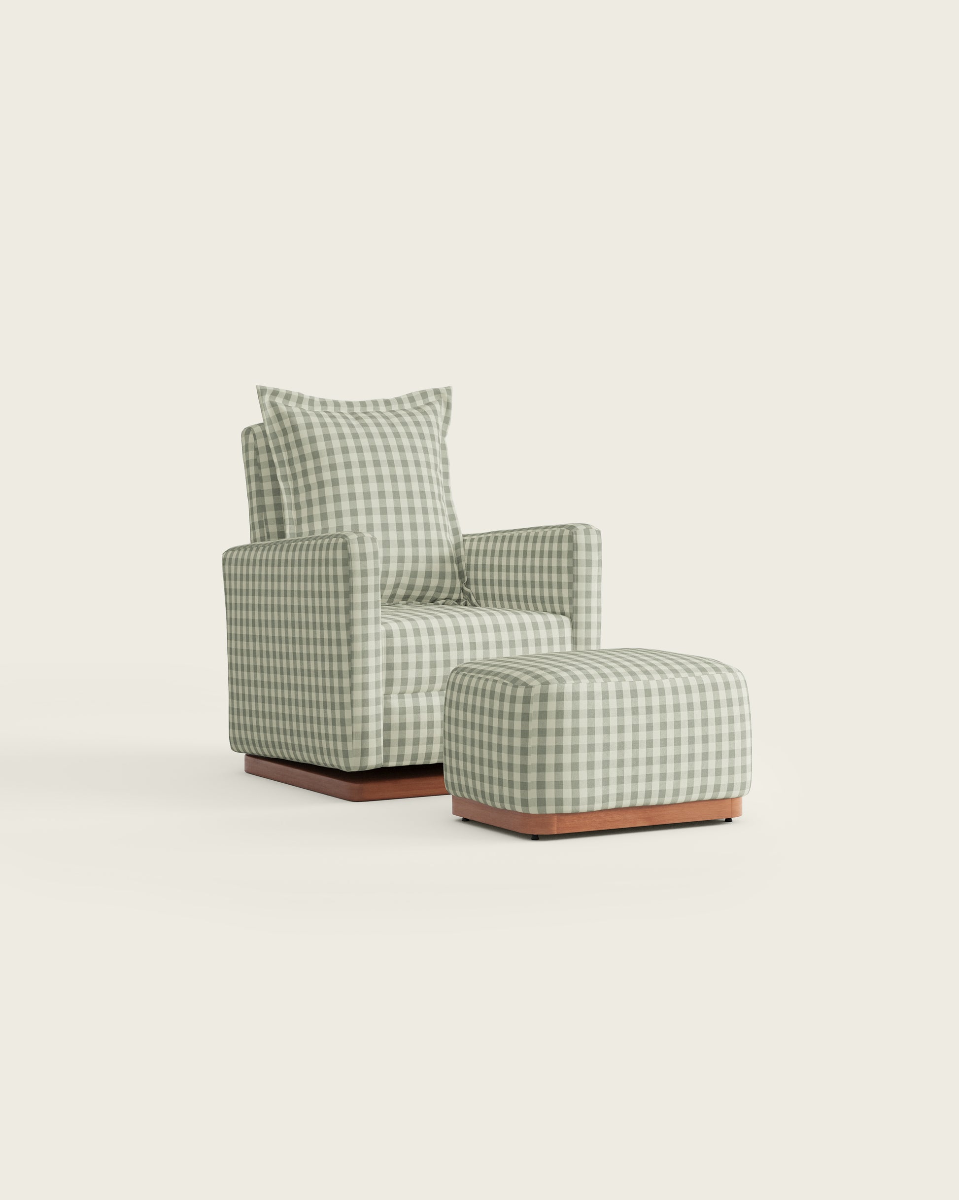 Celadon Gingham / Wood Base