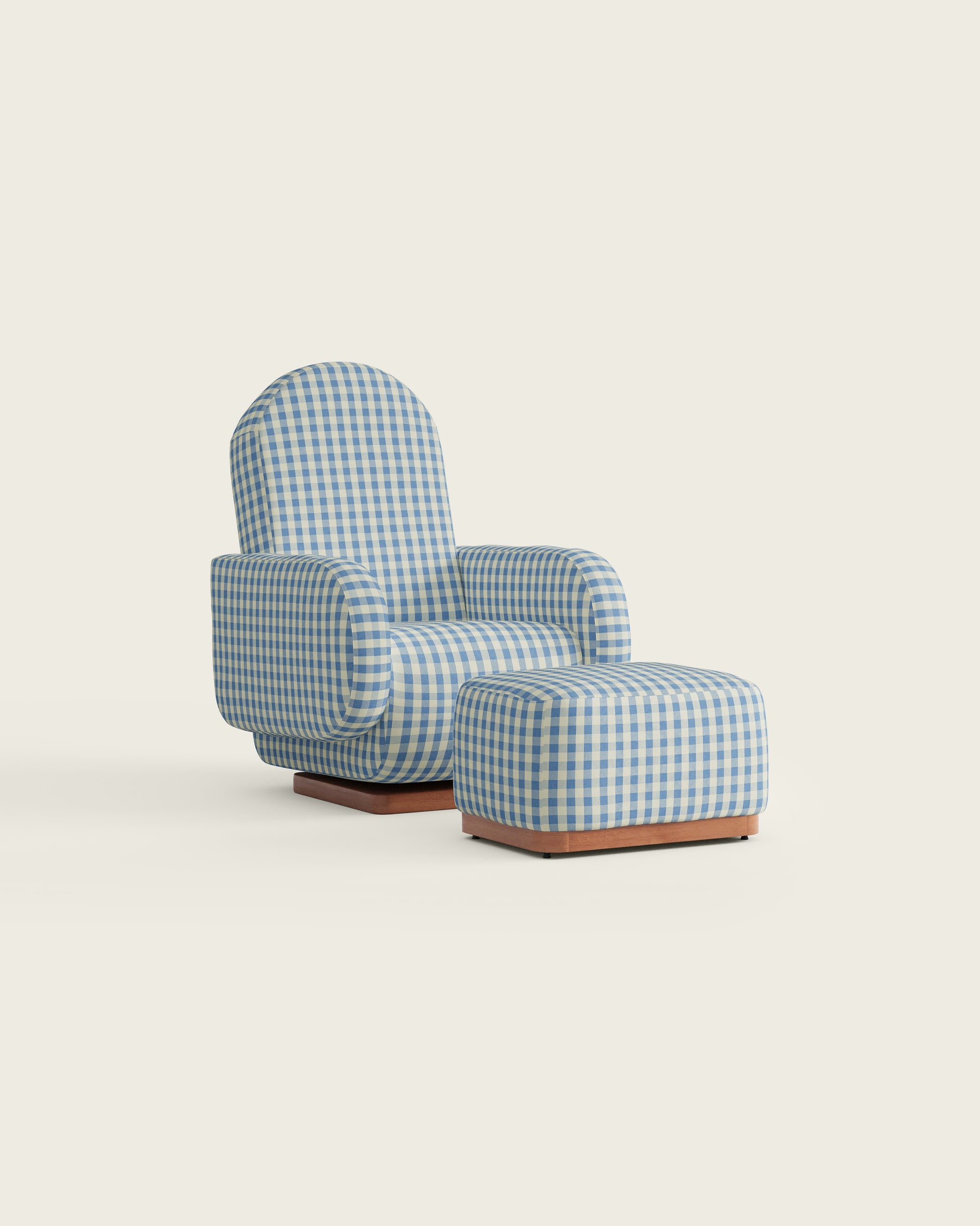 Bluebell Gingham / Wood Base