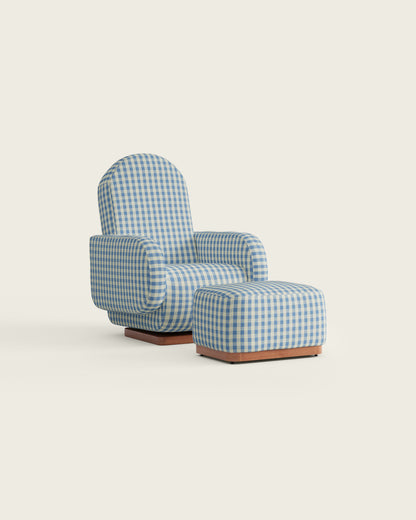 Bluebell Gingham / Wood Base