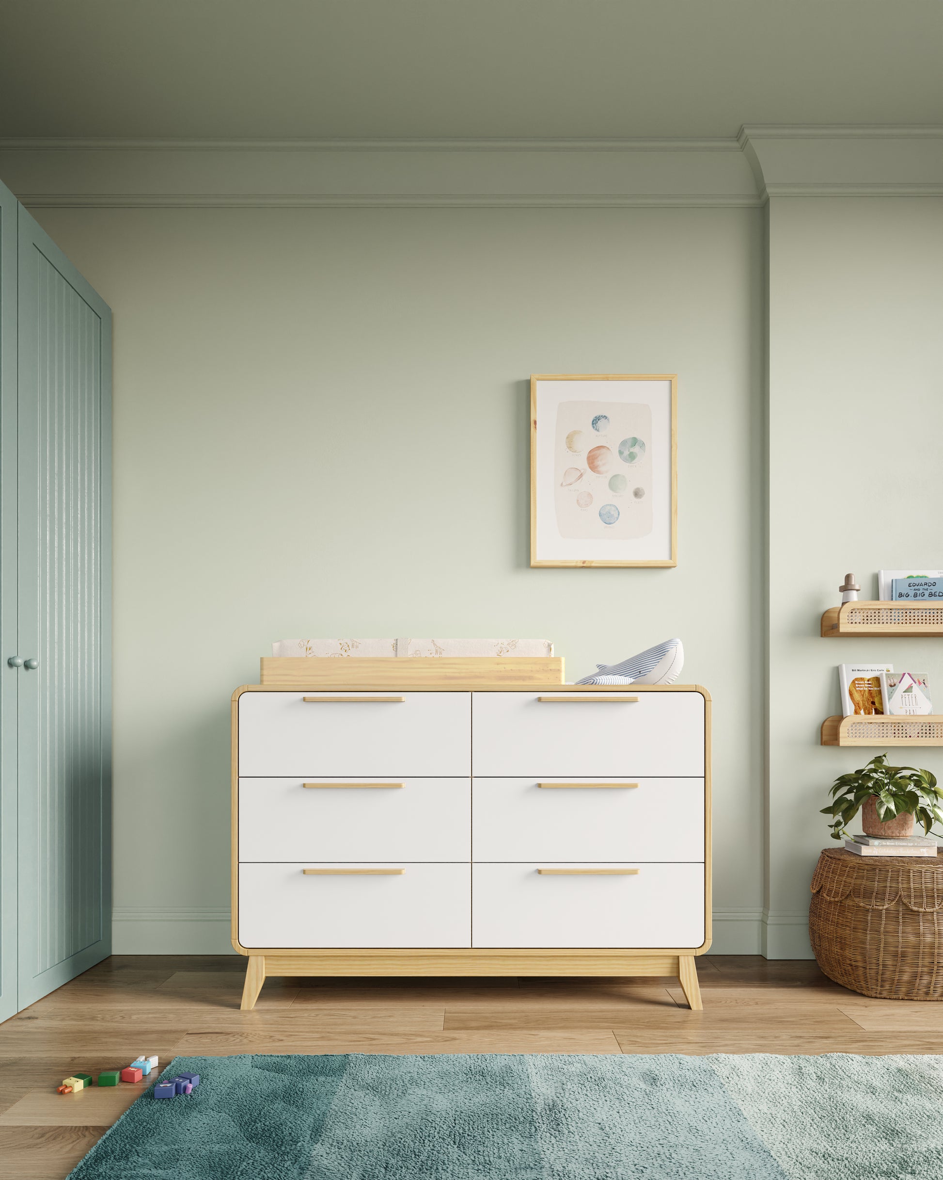 Nestig The Wave Assembled Changing Pad Dresser, Natural Wood Nestig The Wave Assembled Changing Pad Dresser, Natural Wood