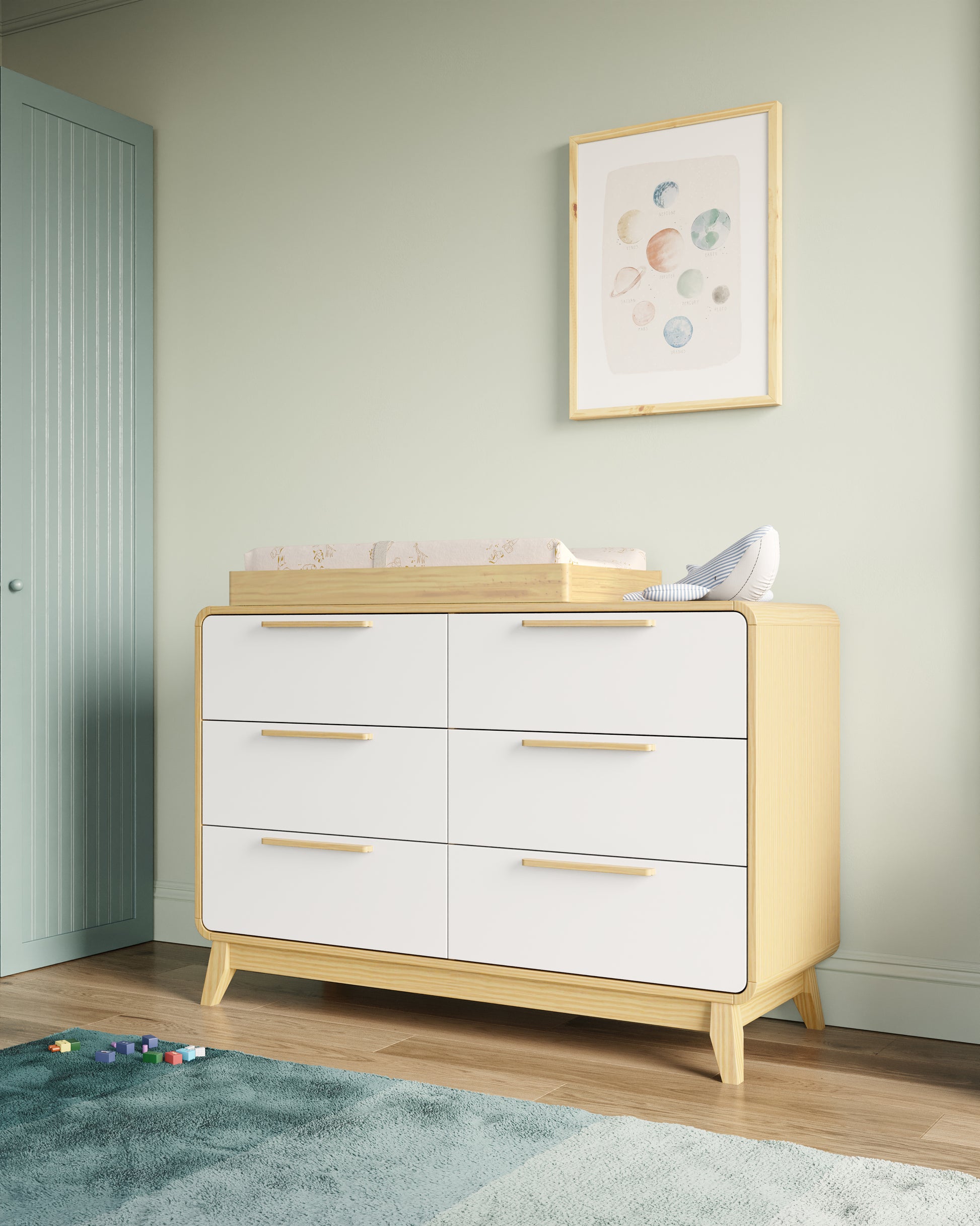 Nestig The Wave Assembled Changing Pad Dresser, Natural Wood Nestig The Wave Assembled Changing Pad Dresser, Natural Wood