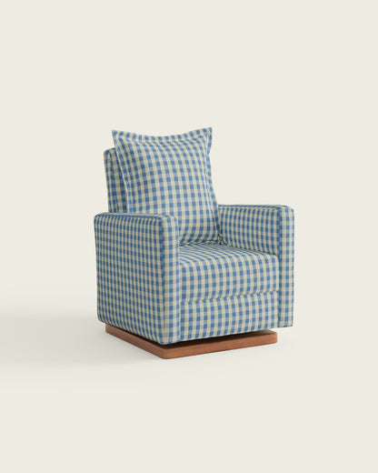 Bluebell Gingham / Wood Base