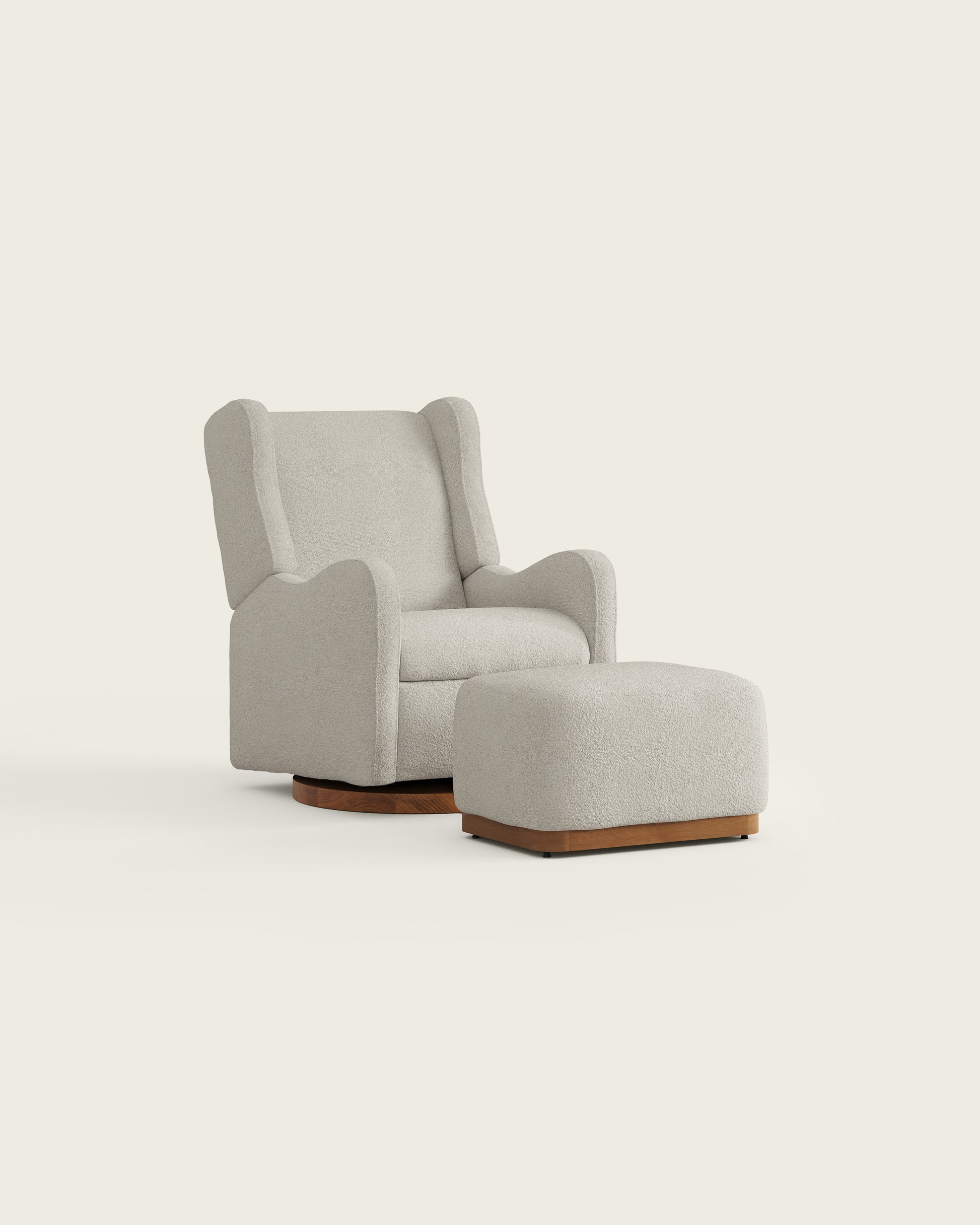 Alabaster Bouclé / Wood Base