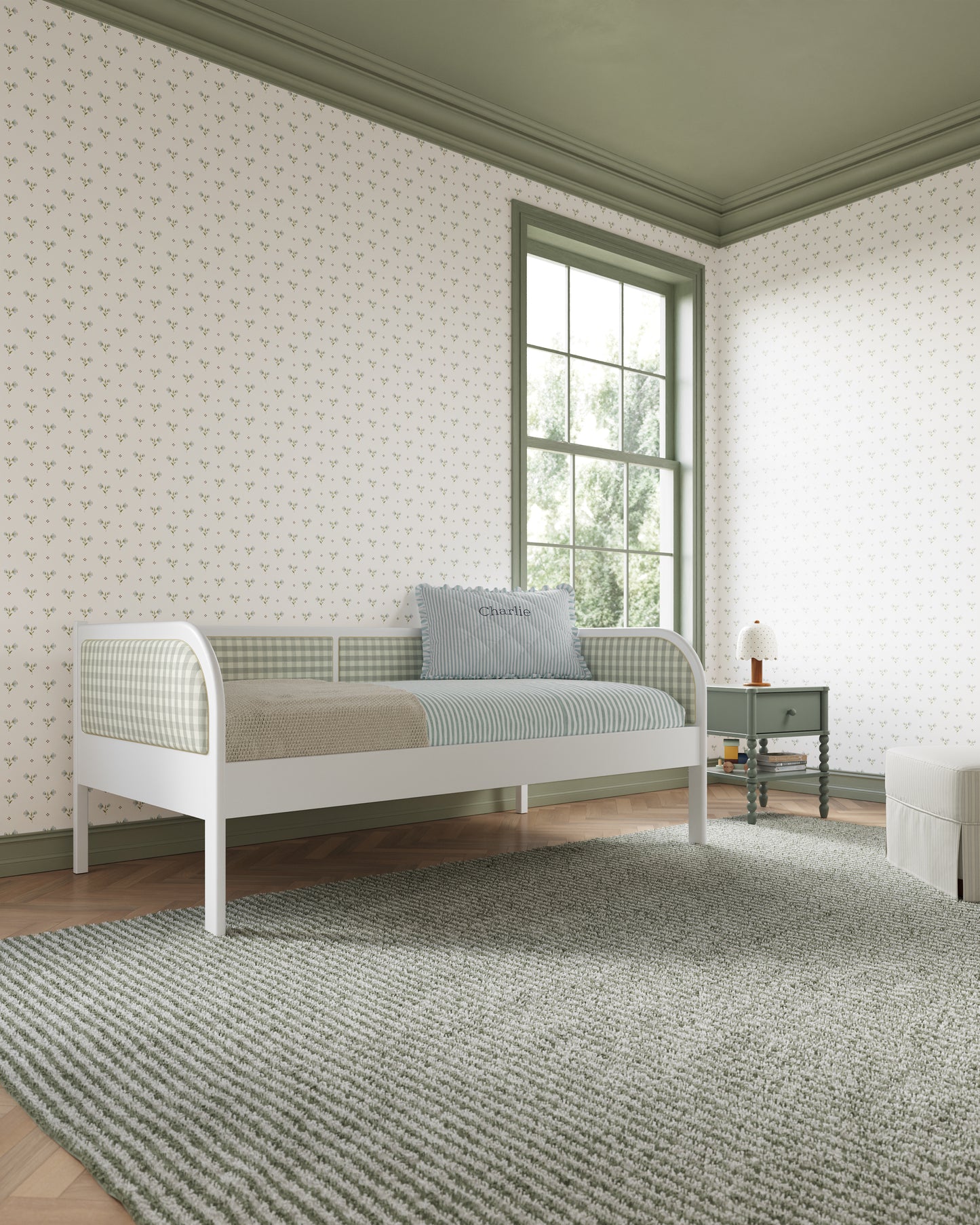 White / Celadon Gingham