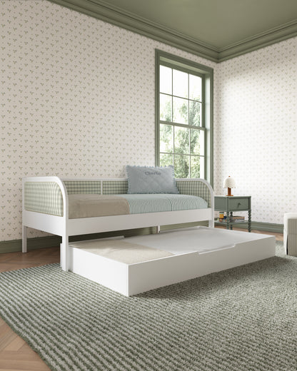 White / Celadon Gingham