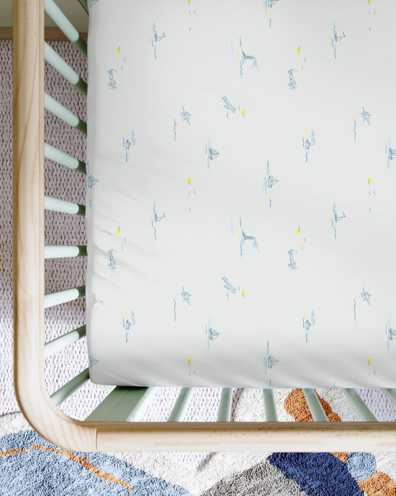 Set Sail Sheet Set Organic Crib Sheets Nestig x Lindsay Lohan