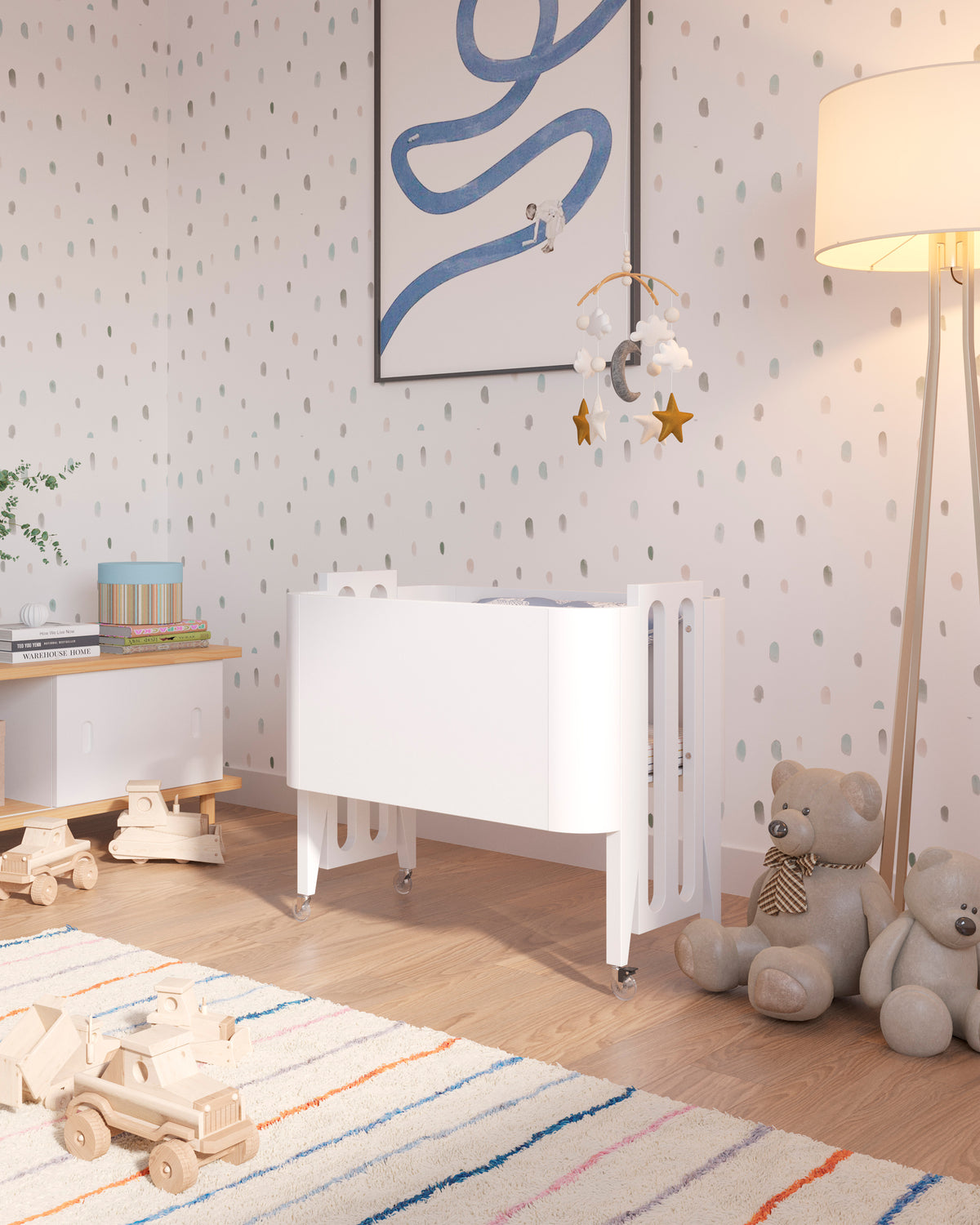 The Snow Crib White Convertible & Crib Nestig