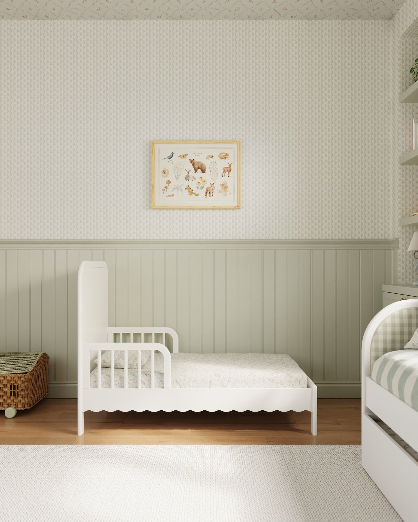 White / Celadon Gingham