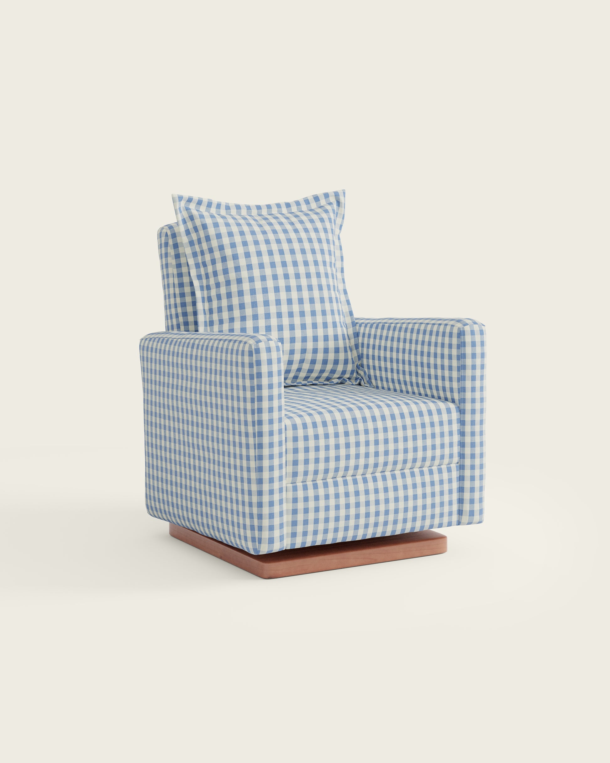 Bluebell Gingham / Wood Base