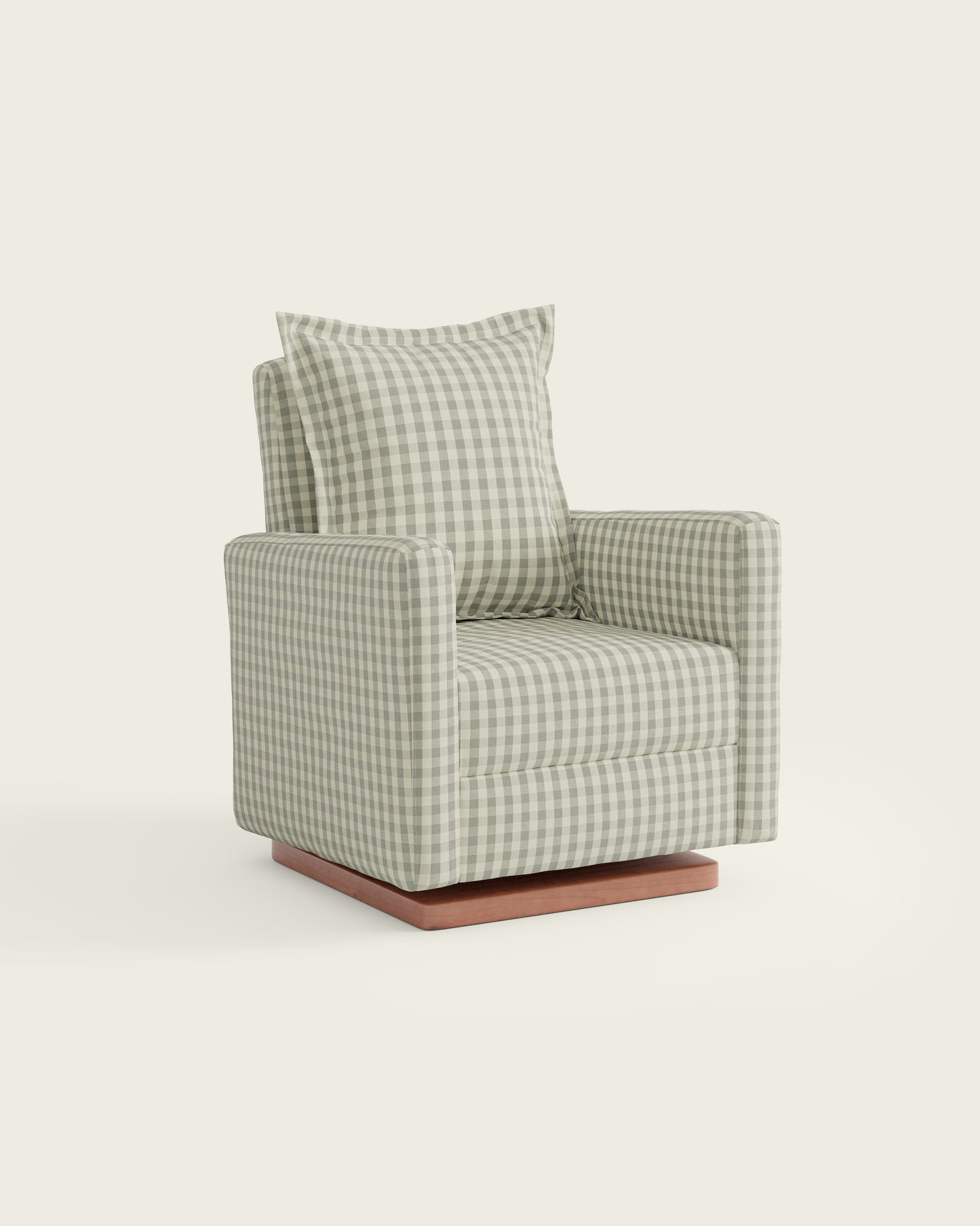 Celadon Gingham / Wood Base