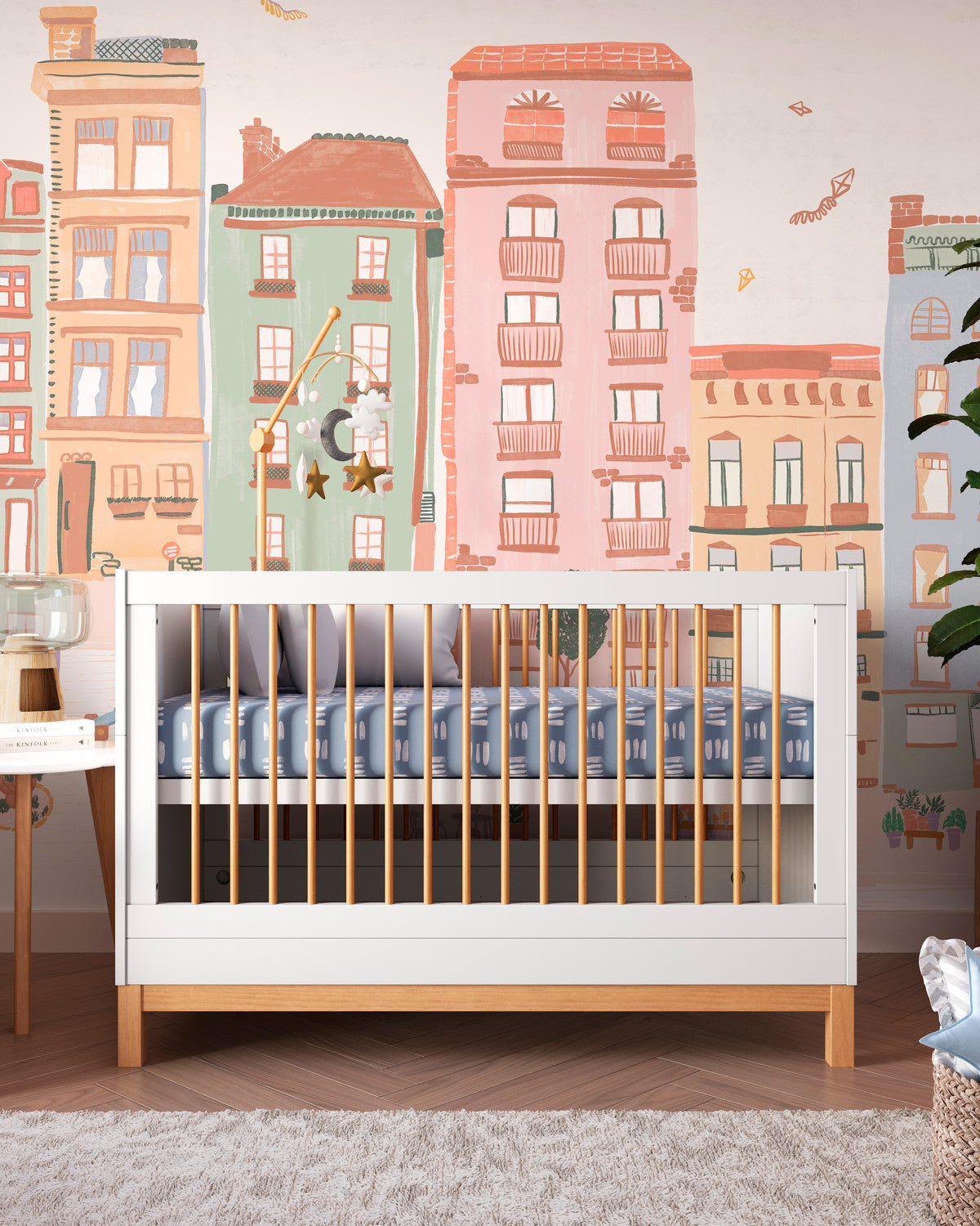 The Mountain Crib White & Wood Convertible Crib Nestig