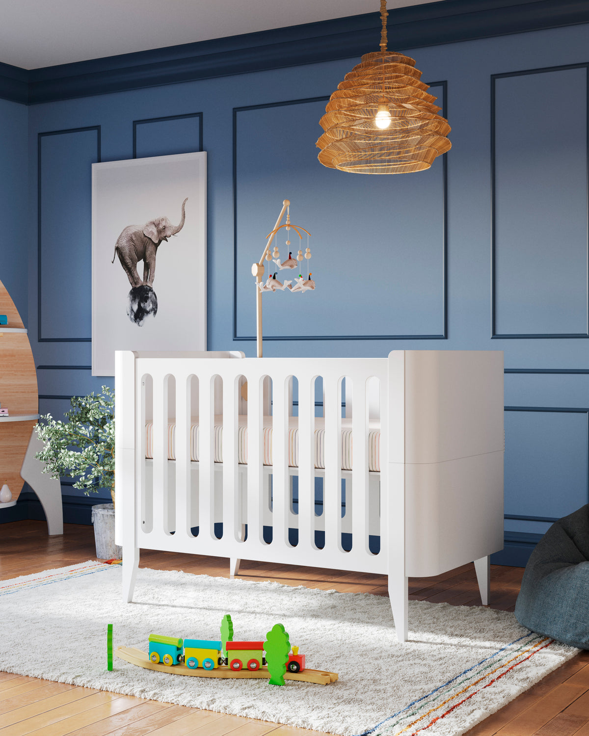 The Snow Crib White Convertible & Crib Nestig