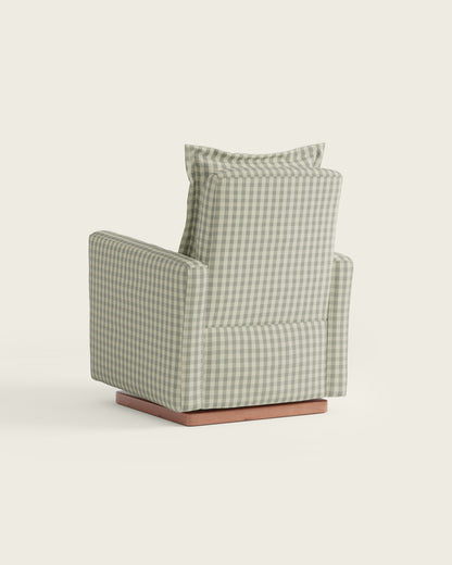 Celadon Gingham / Wood Base