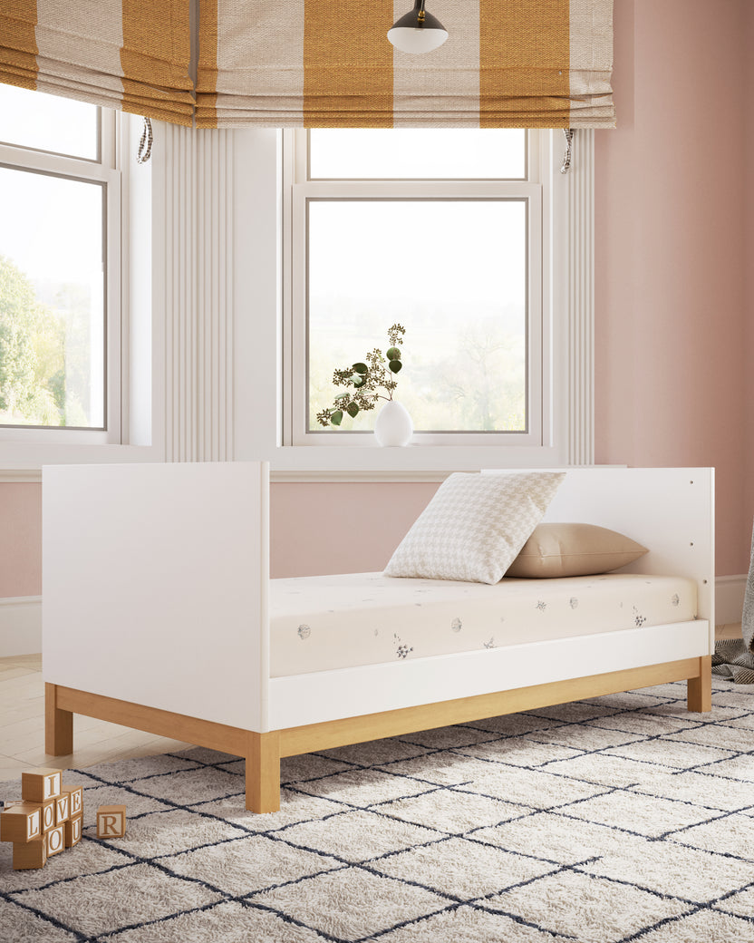 The Mountain Crib White & Wood Convertible Crib Nestig