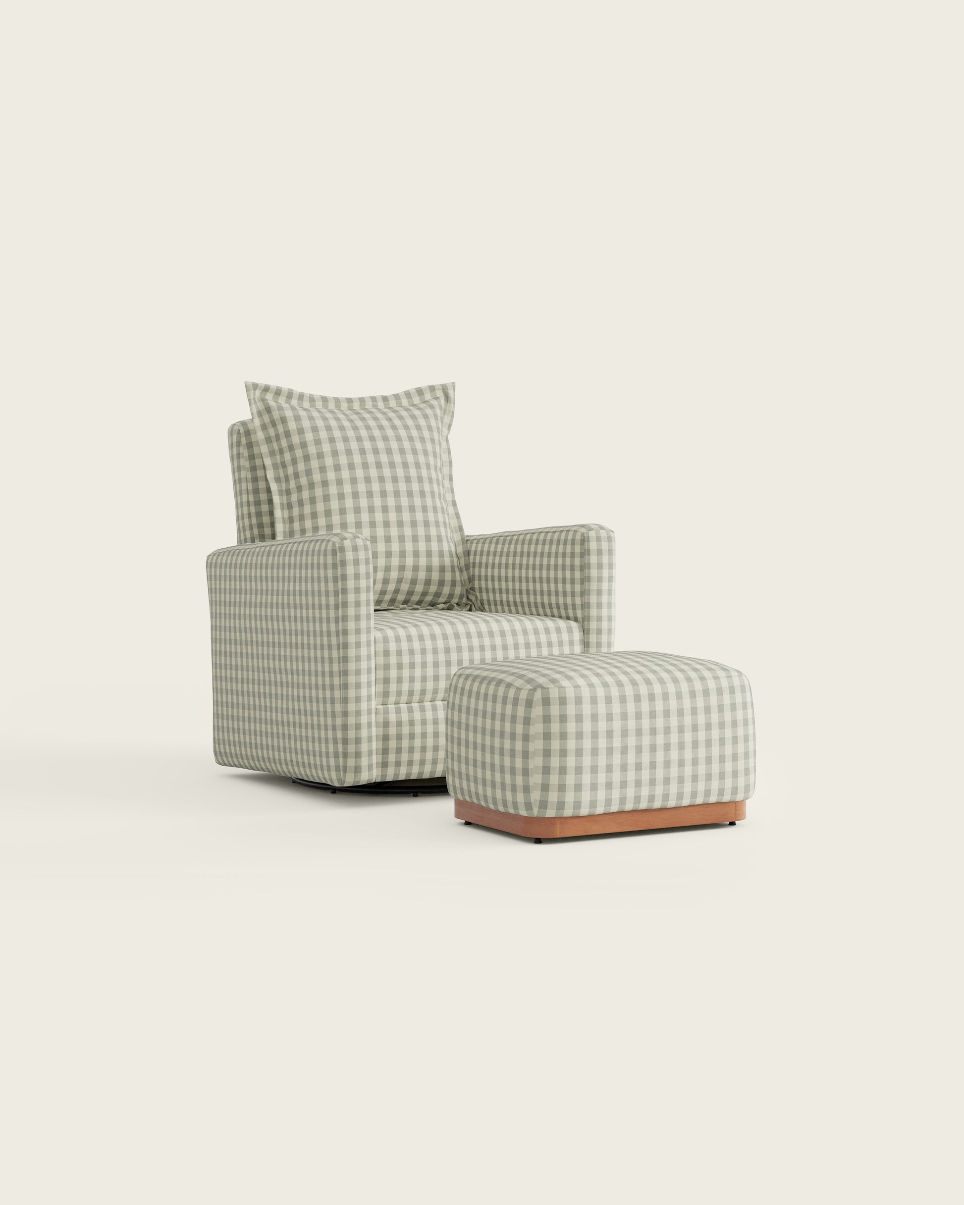 Celadon Gingham / Metal Base