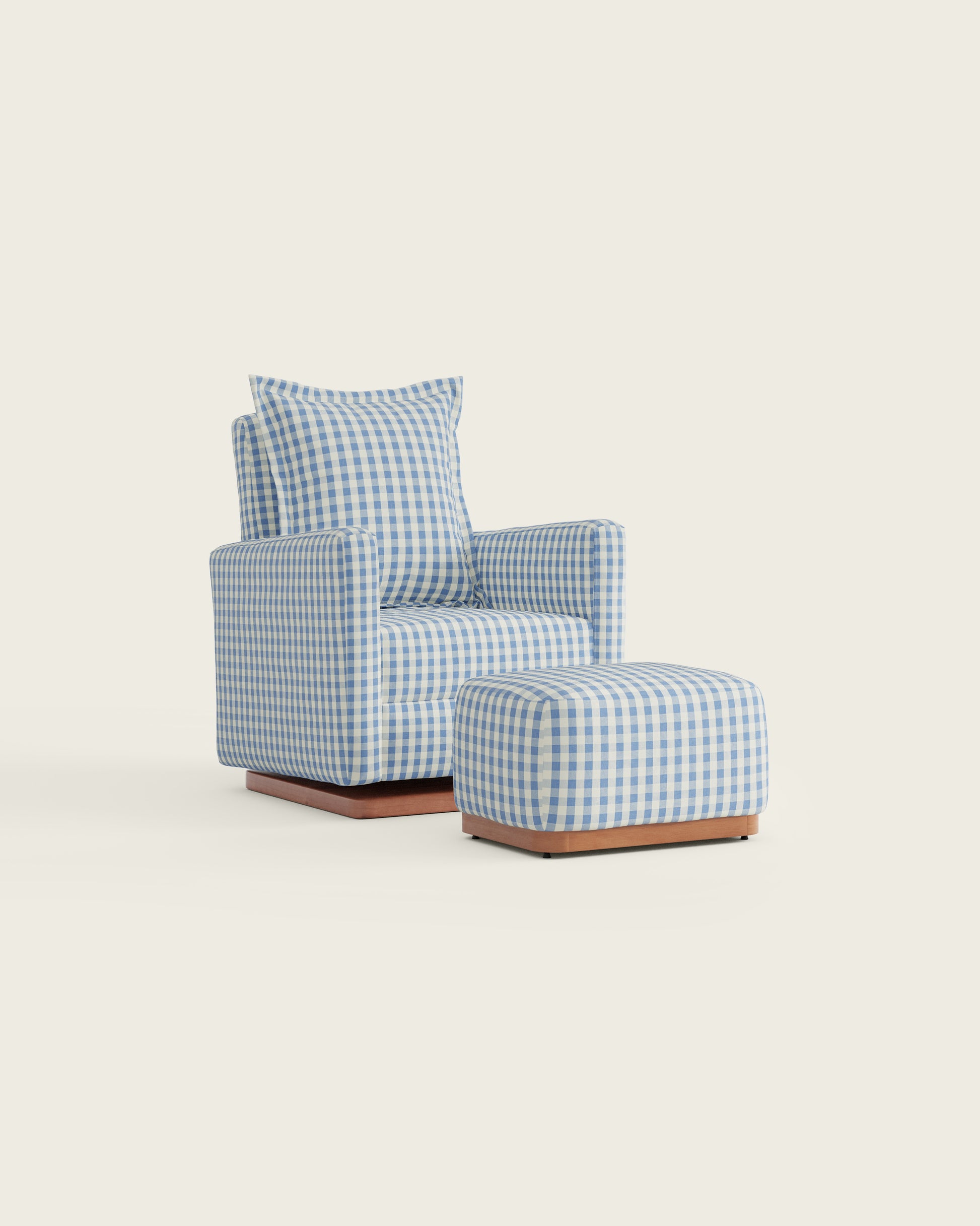 Bluebell Gingham / Wood Base