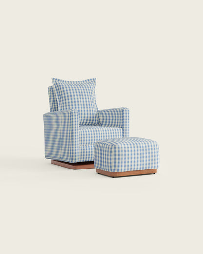 Bluebell Gingham / Wood Base