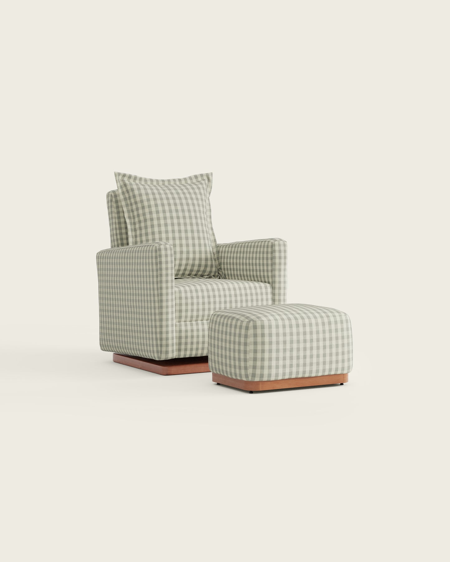 Celadon Gingham / Wood Base