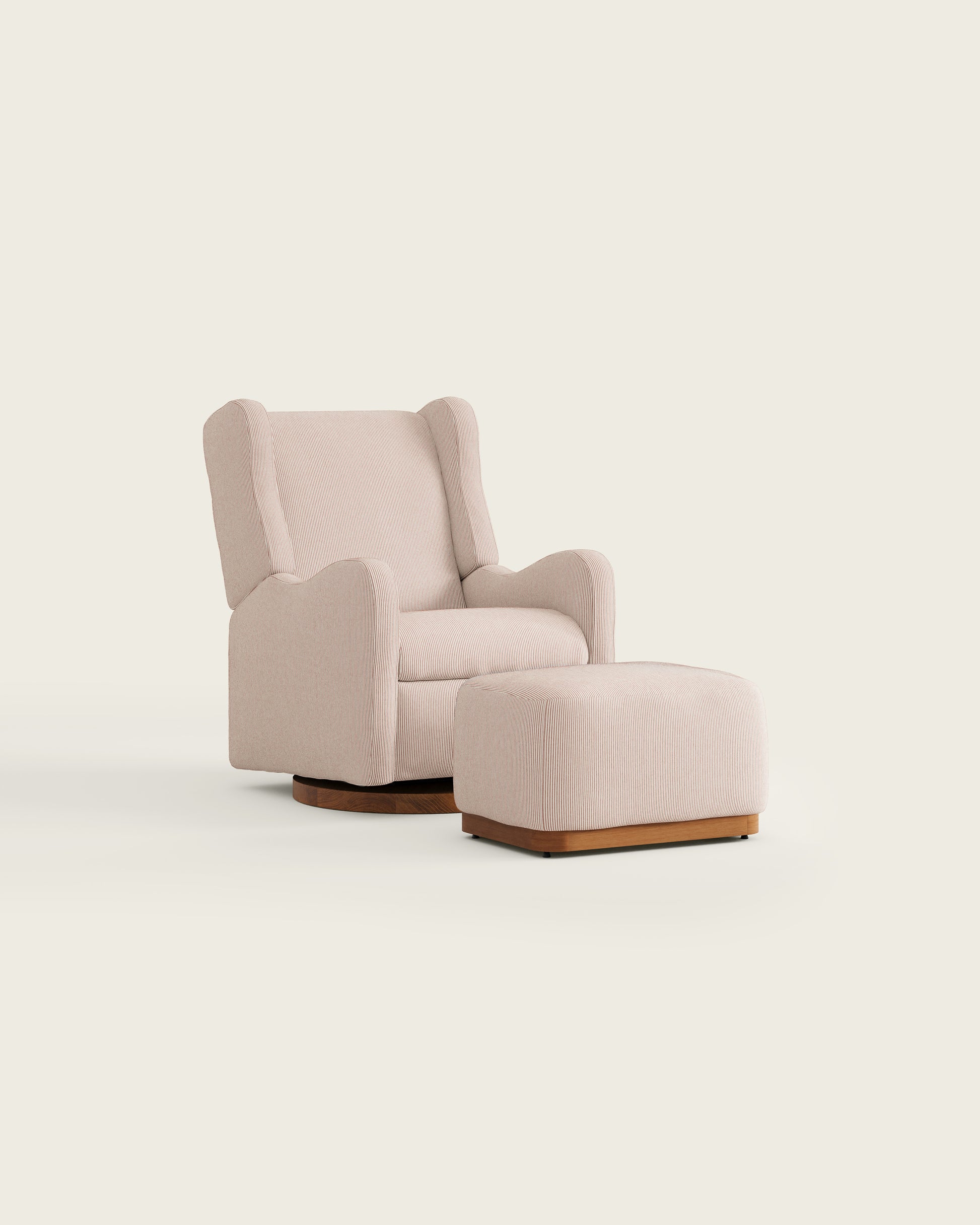 Cinnamon Ticking Stripe / Wood Base