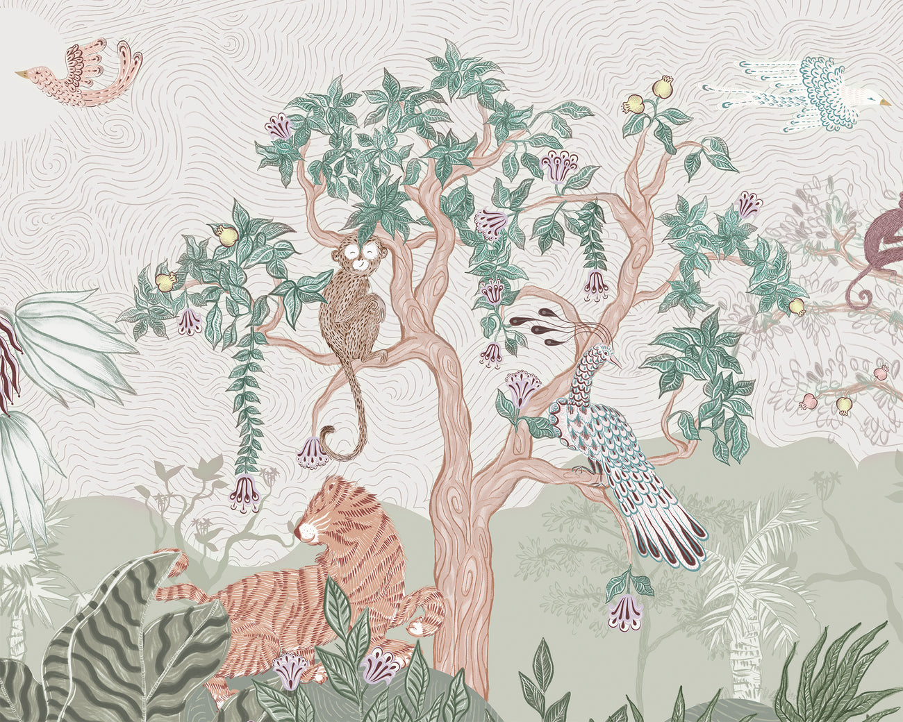Lively Menagerie Wall Mural