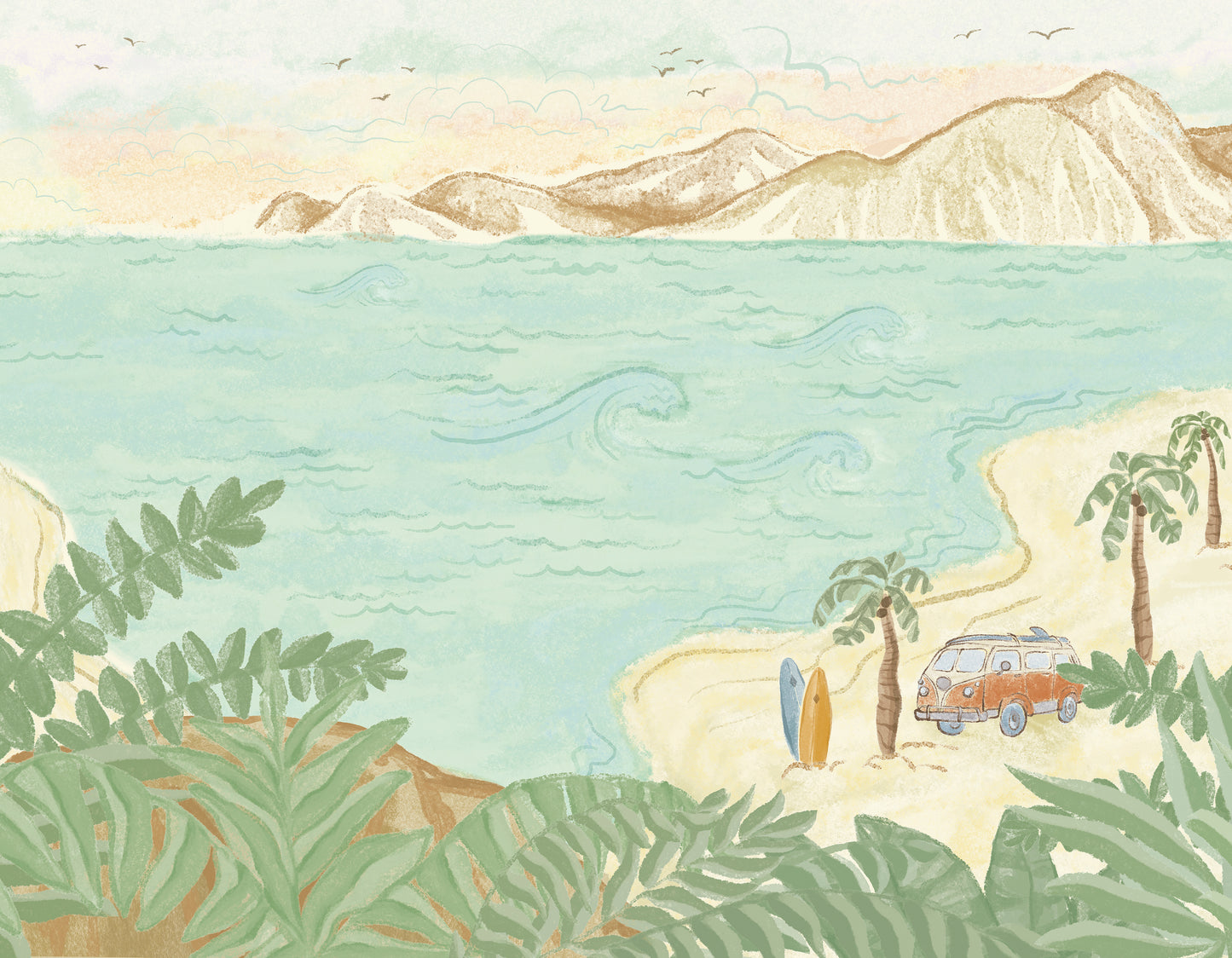 Dawn Patrol Wall Mural Sample