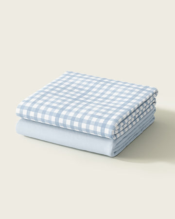 Organic Fitted Gingham Cot Sheet Set