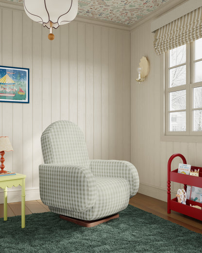 Celadon Gingham / Wood Base