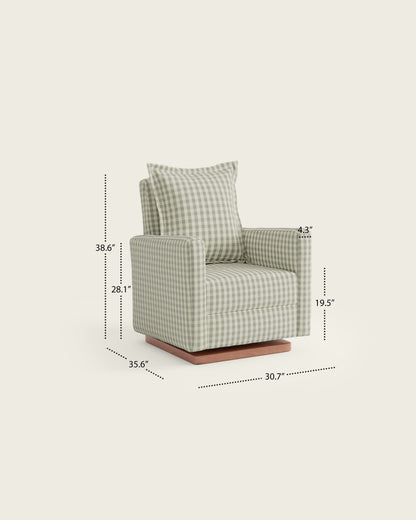 Celadon Gingham / Wood Base