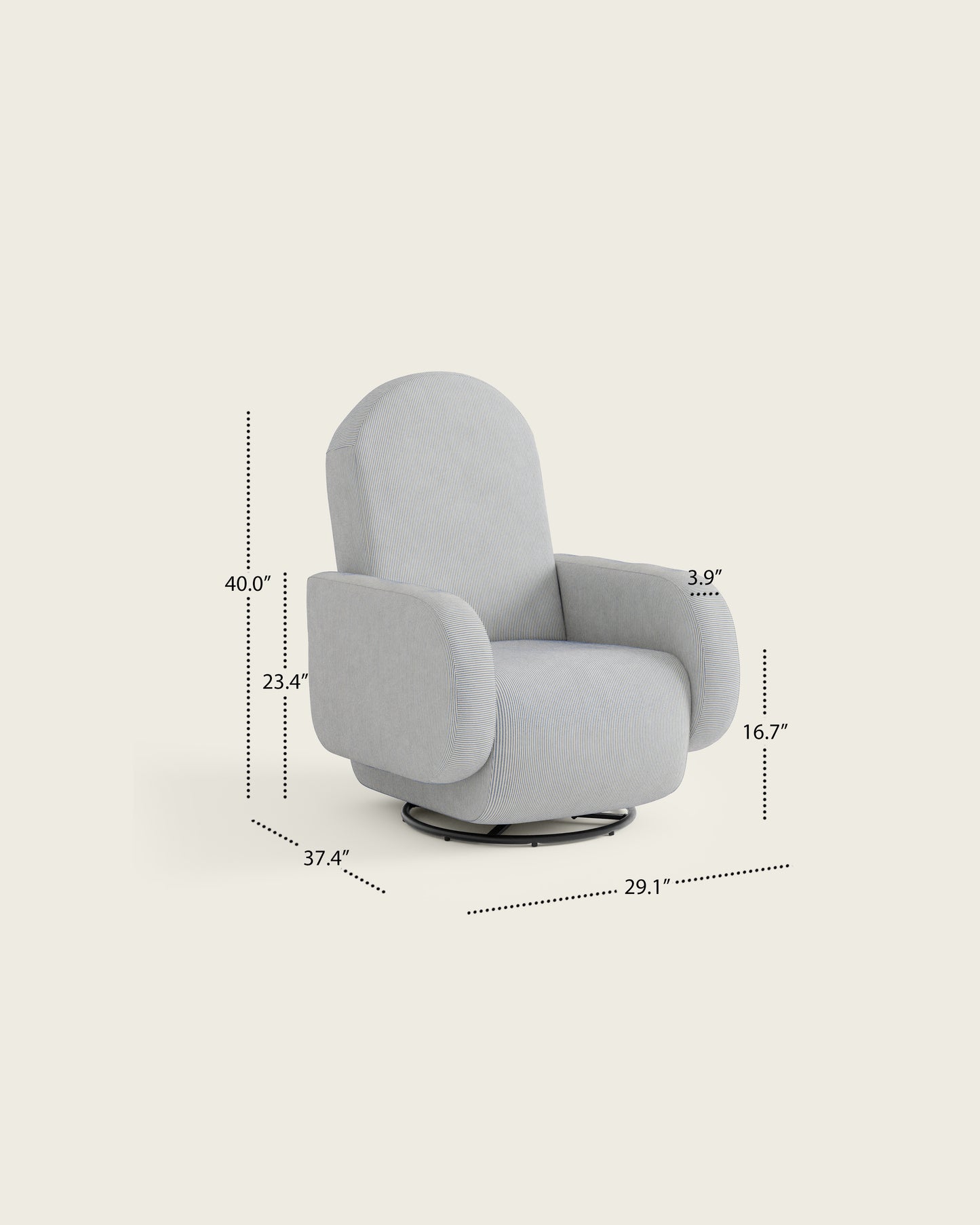 Bluebell Ticking Stripe / Metal Base