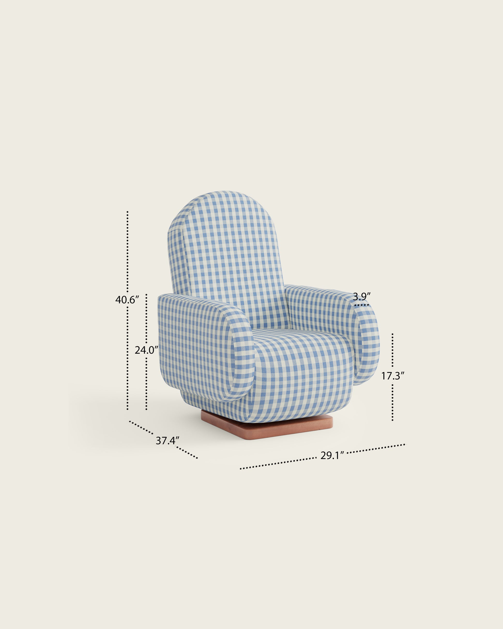 Bluebell Gingham / Wood Base