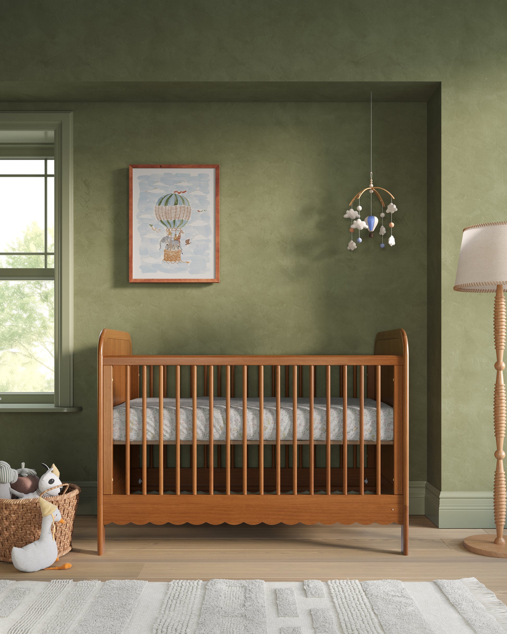Nestig The Cove Crib, Walnut, Convertible Crib to Toddler Bed, Wood Nestig The Cove Crib, Walnut, Convertible Crib to Toddler Bed, Wood