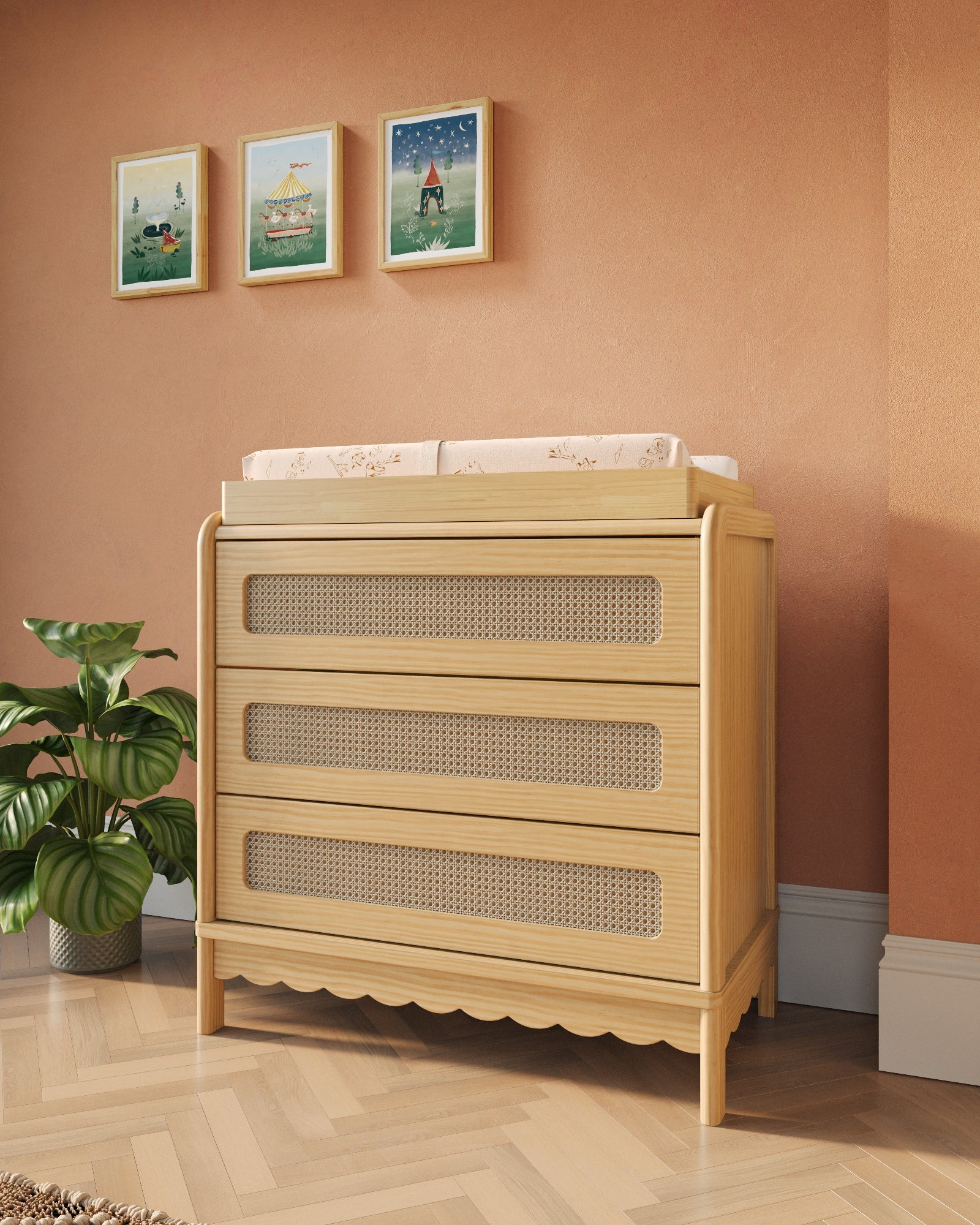 Nestig The Cove Assembled Changing Pad Dresser, Walnut, Wood