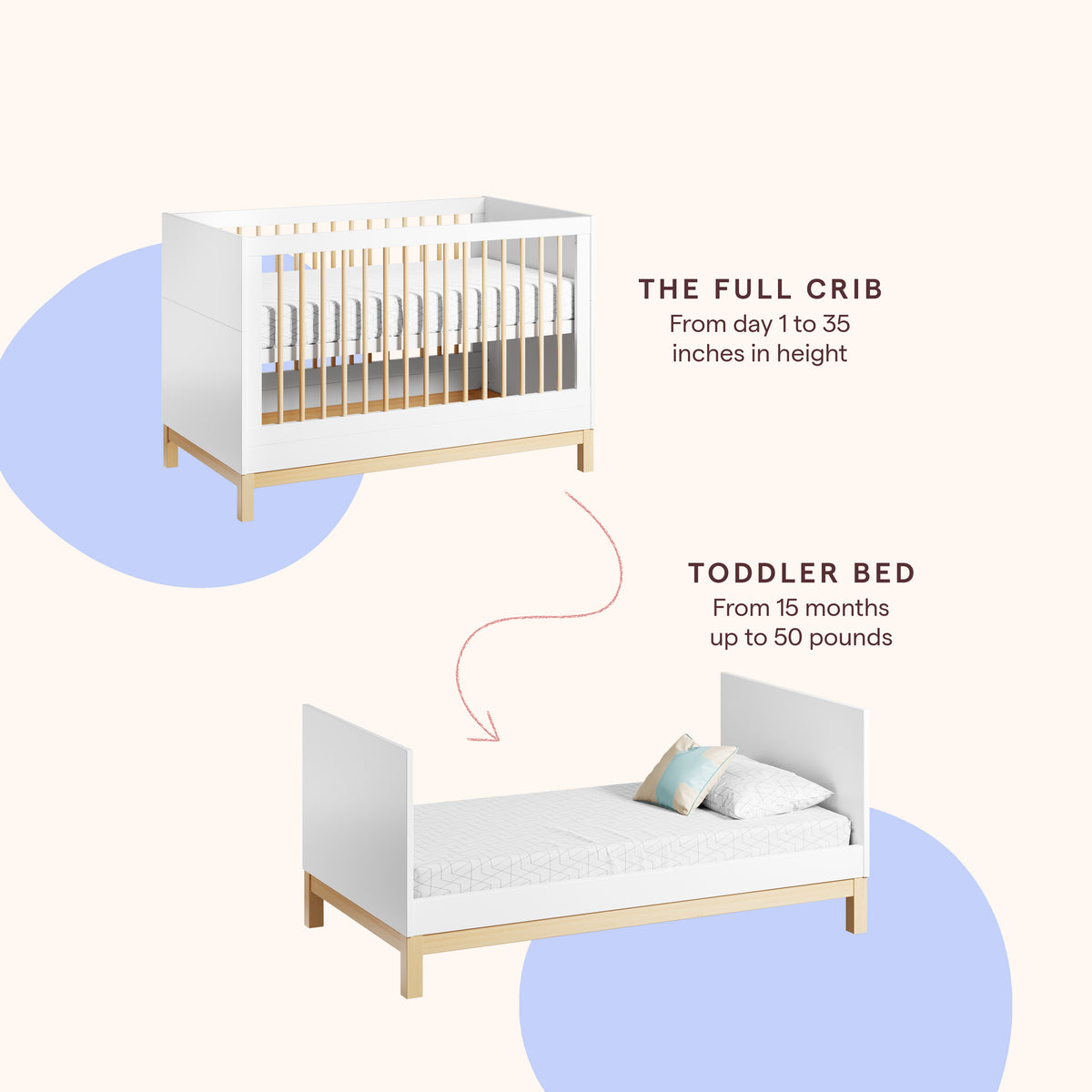 The Mountain Crib White & Wood Convertible Crib Nestig