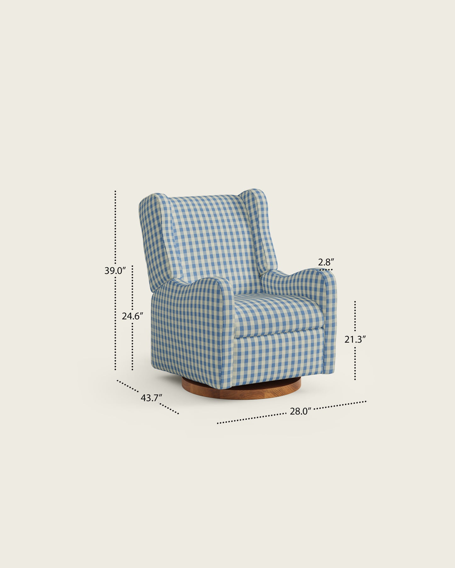 Bluebell Gingham / Wood Base