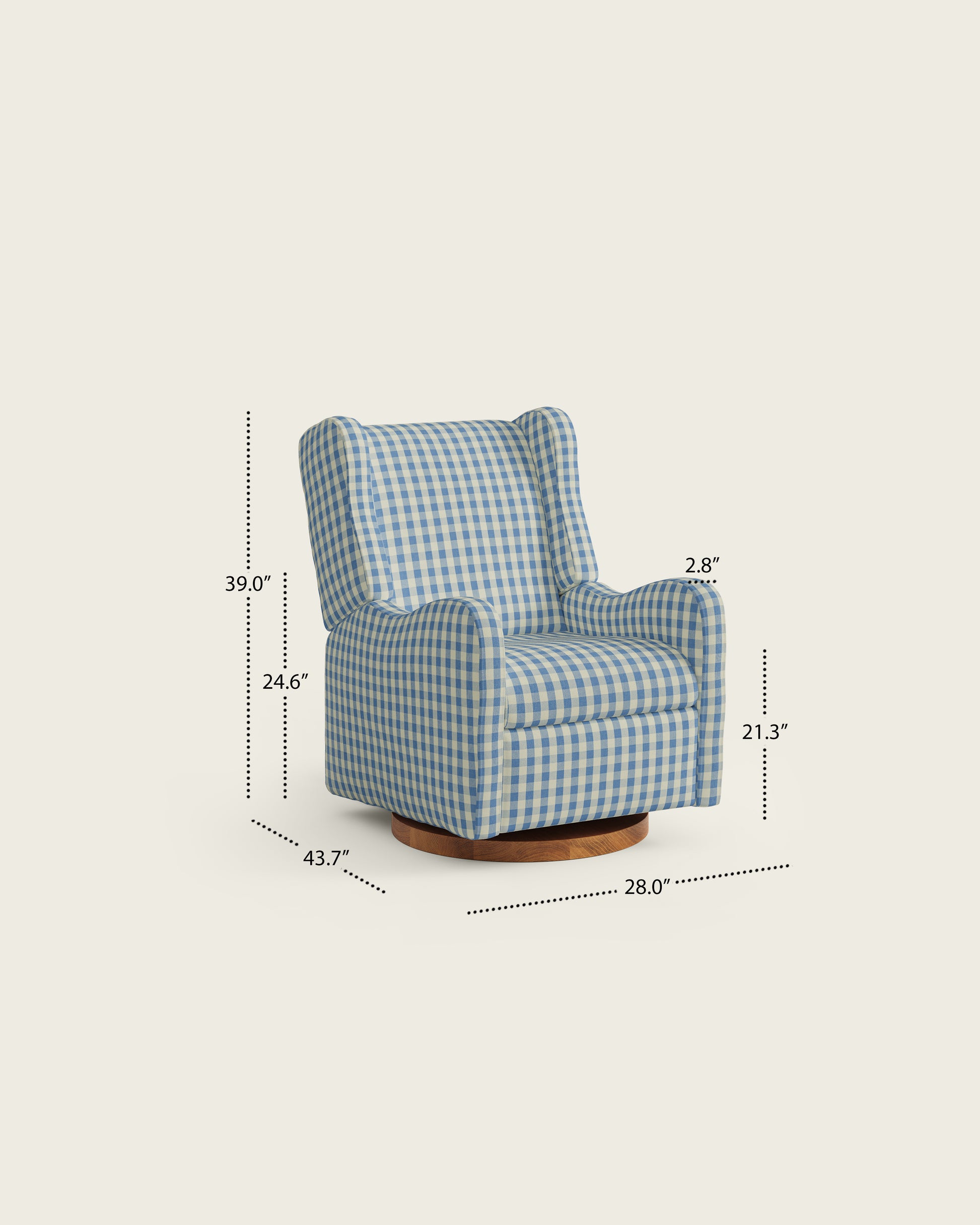 Bluebell Gingham / Wood Base