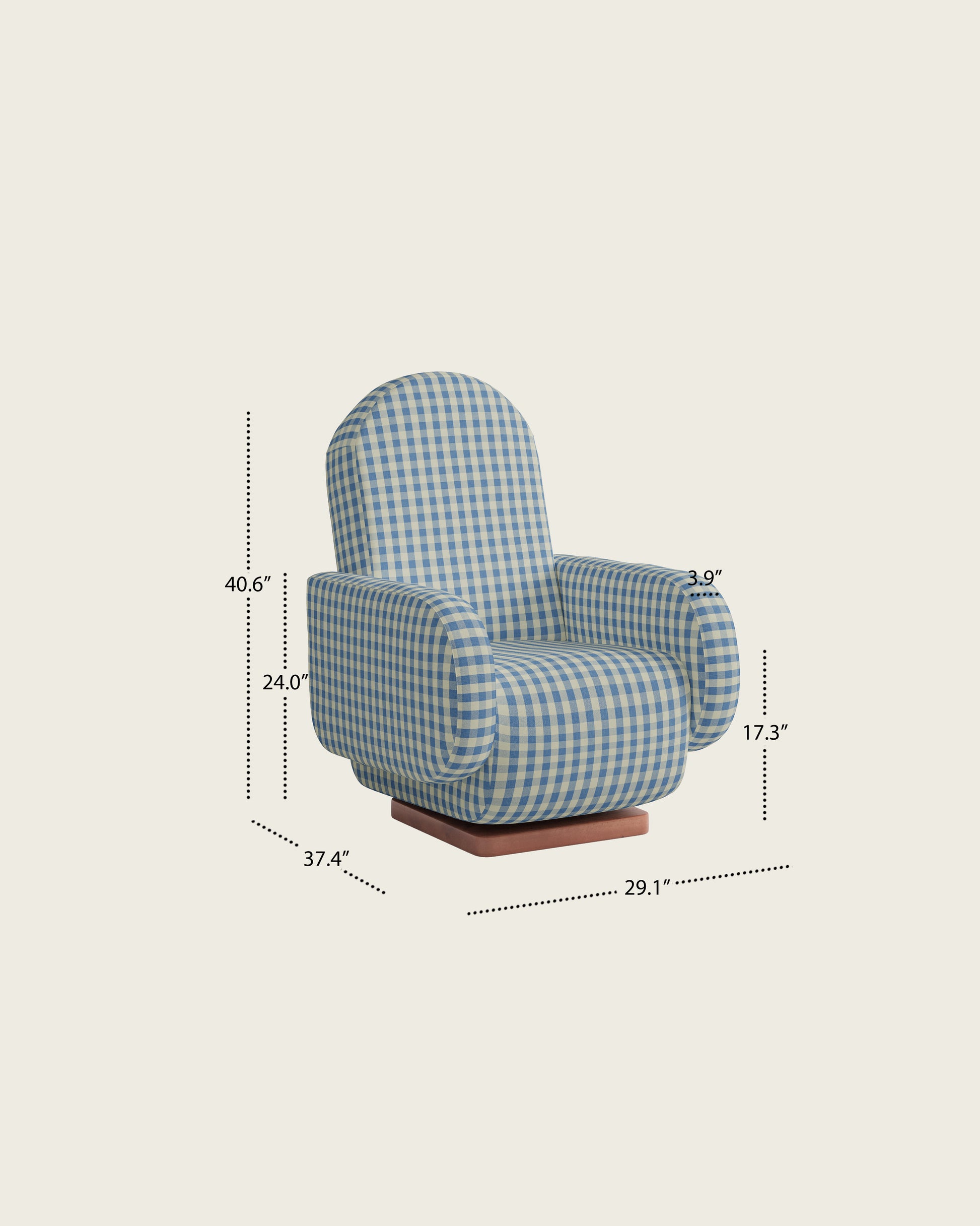 Bluebell Gingham / Wood Base
