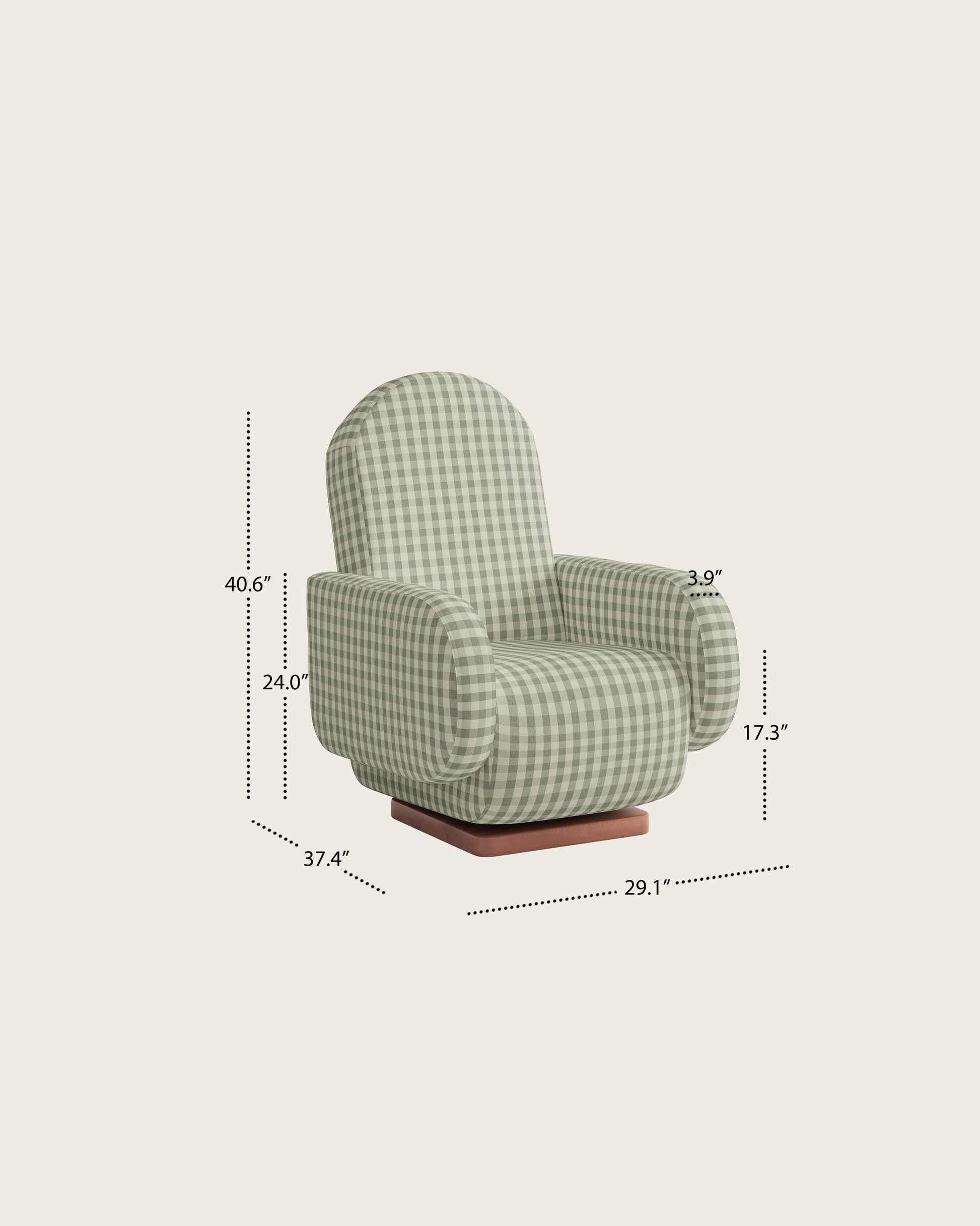 Celadon Gingham / Wood Base