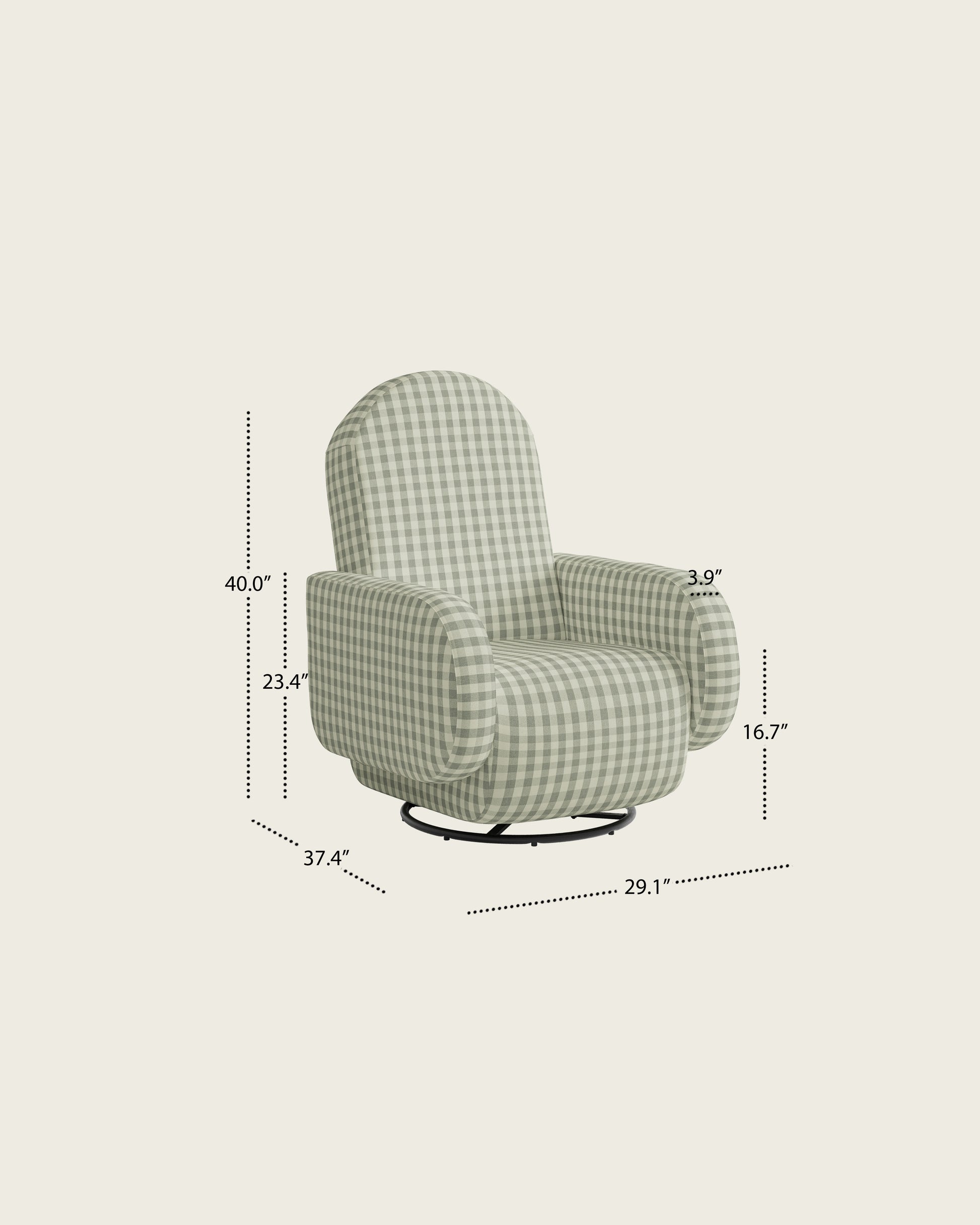 Celadon Gingham / Metal Base