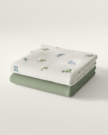Organic Fitted Dinosaur Island Cot Sheet Set