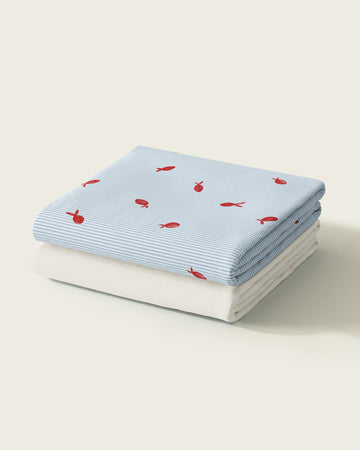 Organic Fitted Little Fish Cot Sheet Set