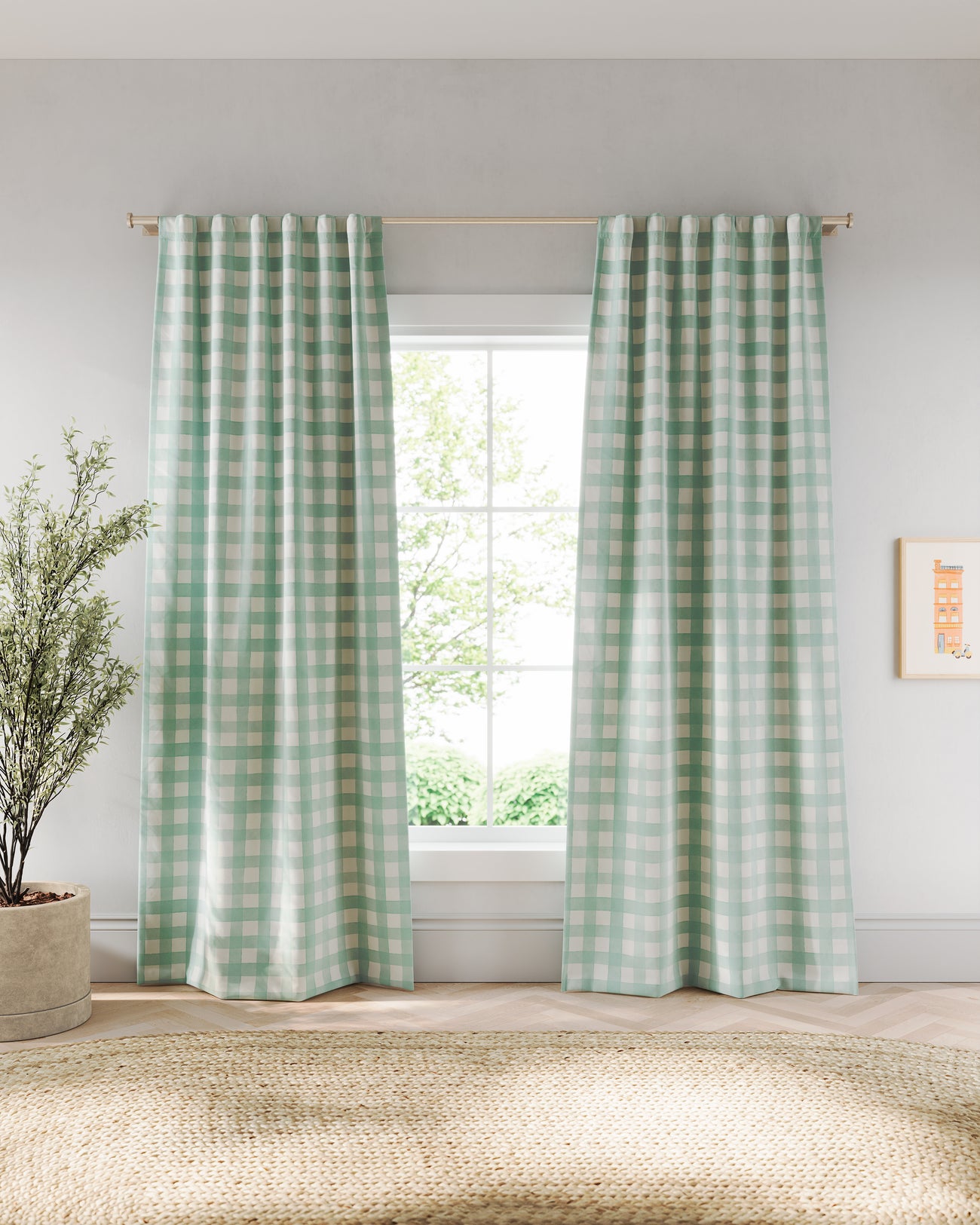 Gingham Blackout Curtain | Nestig