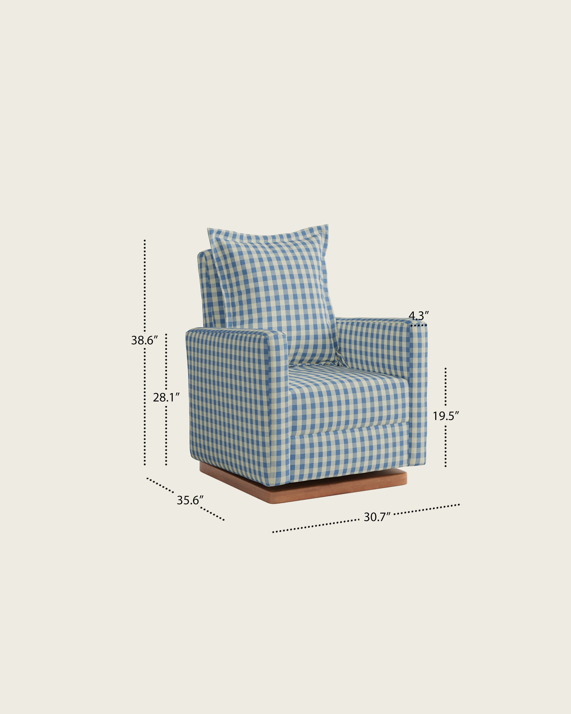 Bluebell Gingham / Wood Base