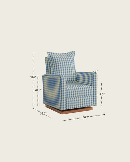 Bluebell Gingham / Wood Base
