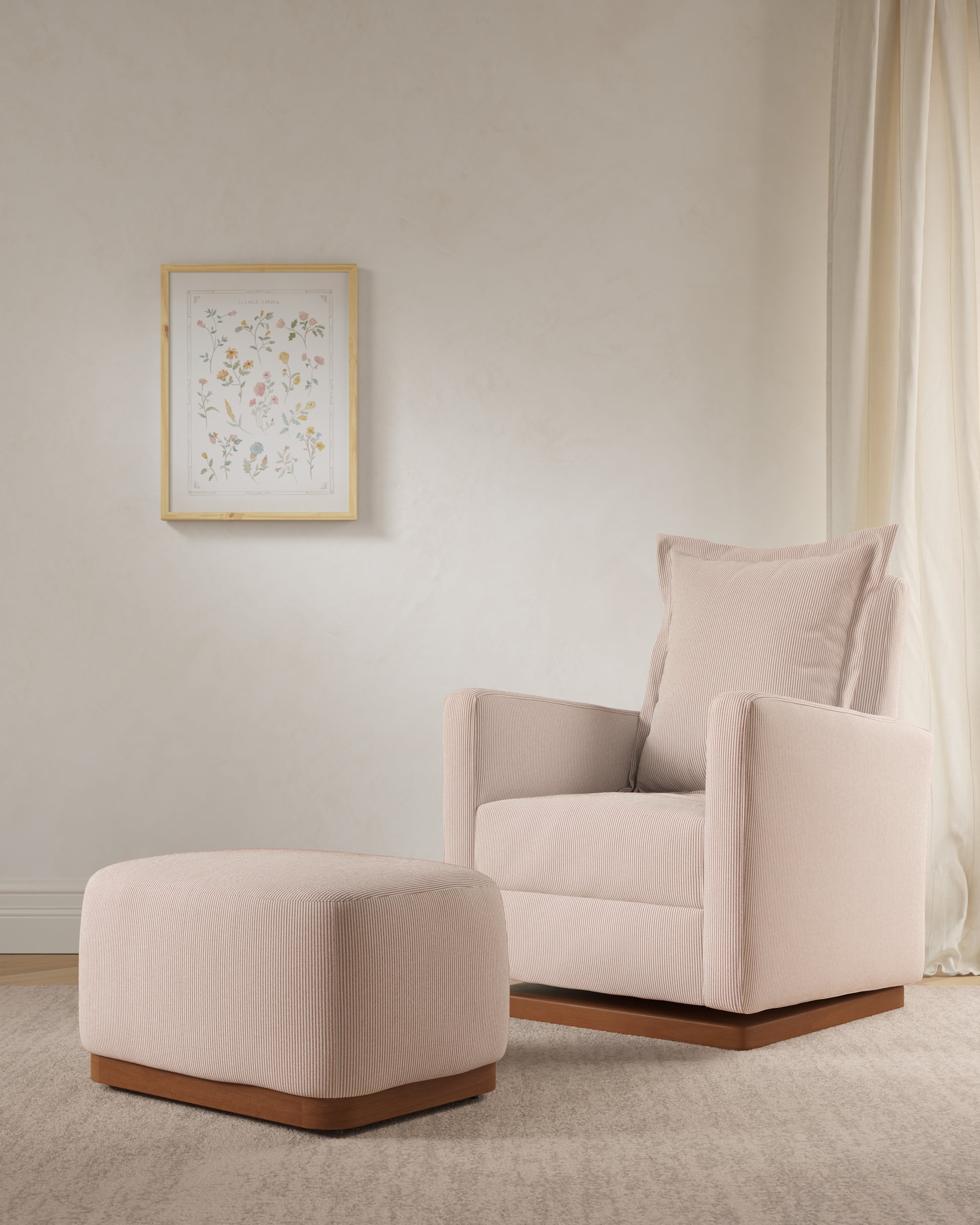 Cinnamon Ticking Stripe / Wood Base